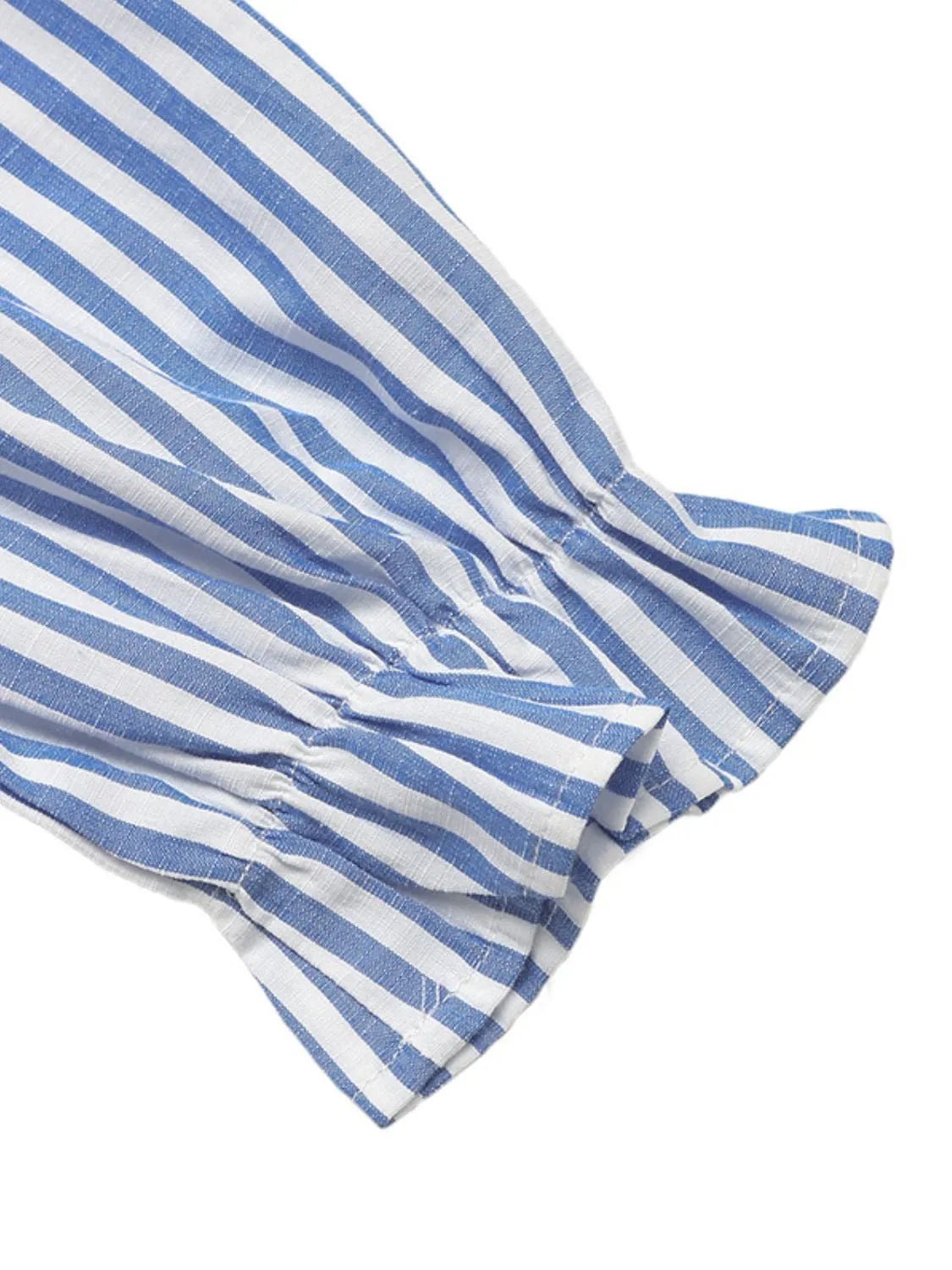 Striped Half Sleeve Mini Shirt Dress - Lookzlike