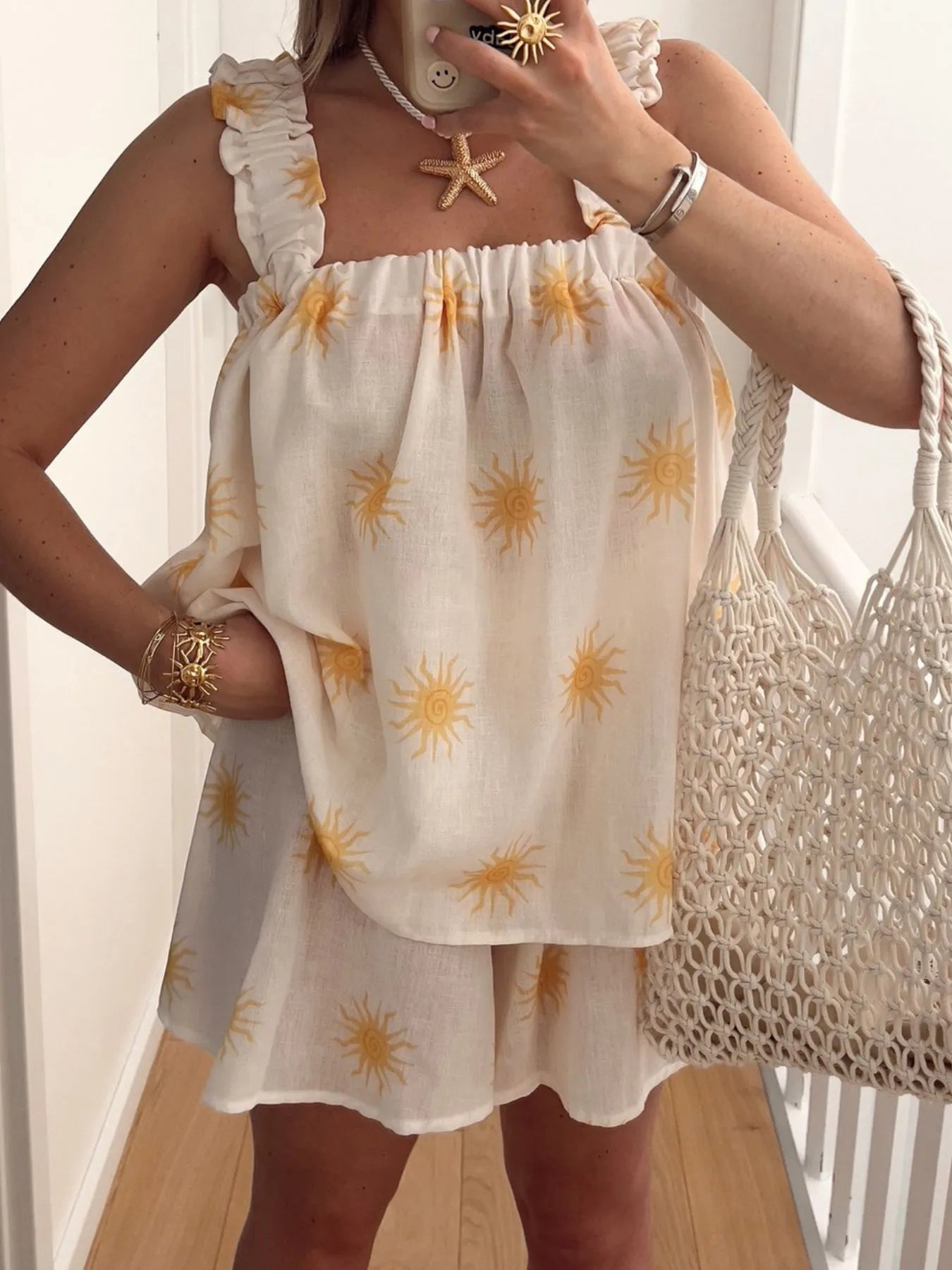 Striped Heart Cami Top and Shorts Set designed for comfort and style at Lookzlike