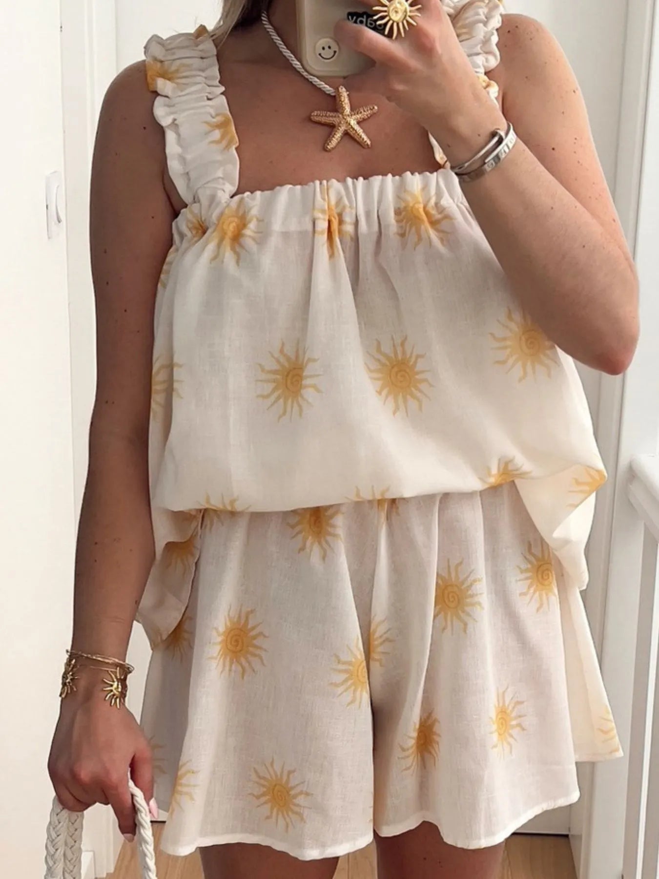 Striped Heart Cami Top and Shorts Set designed for comfort and style at Lookzlike