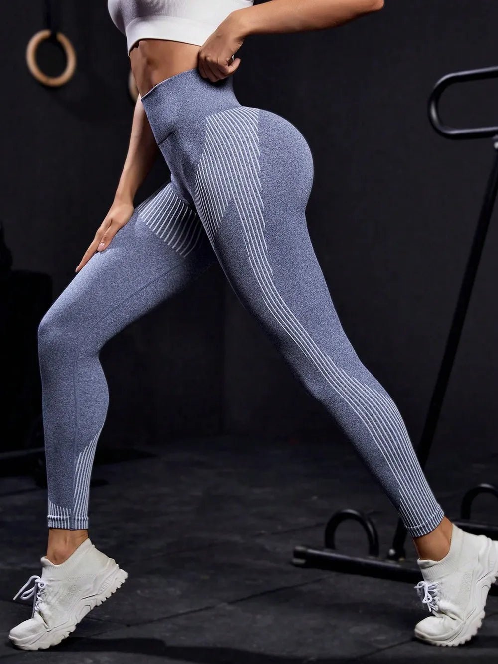 Striped High Waist Active Pants - Lookzlike
