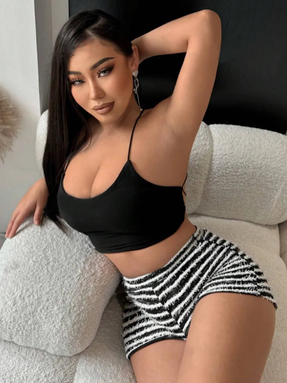 Striped High Waist Shorts - Lookzlike
