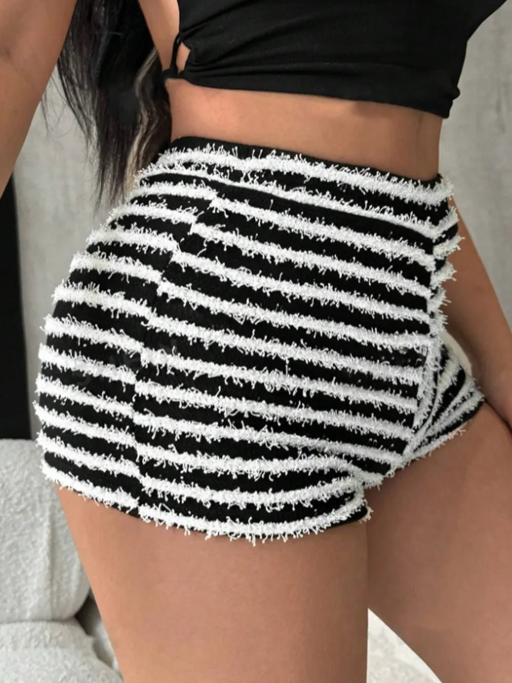Striped High Waist Shorts - Lookzlike