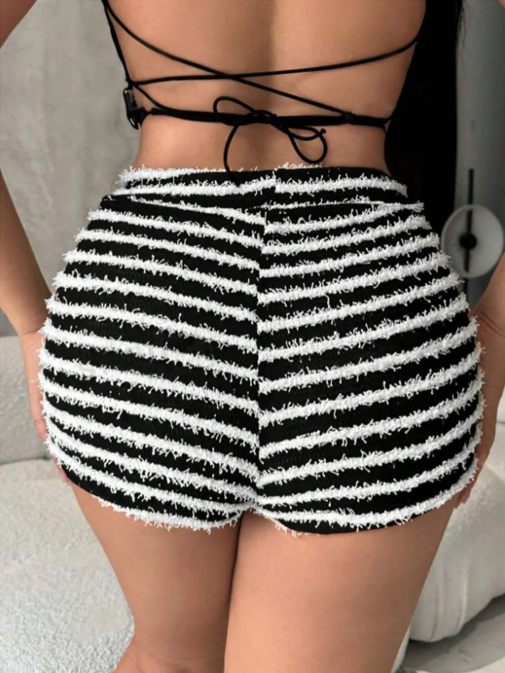 Striped High Waist Shorts - Lookzlike