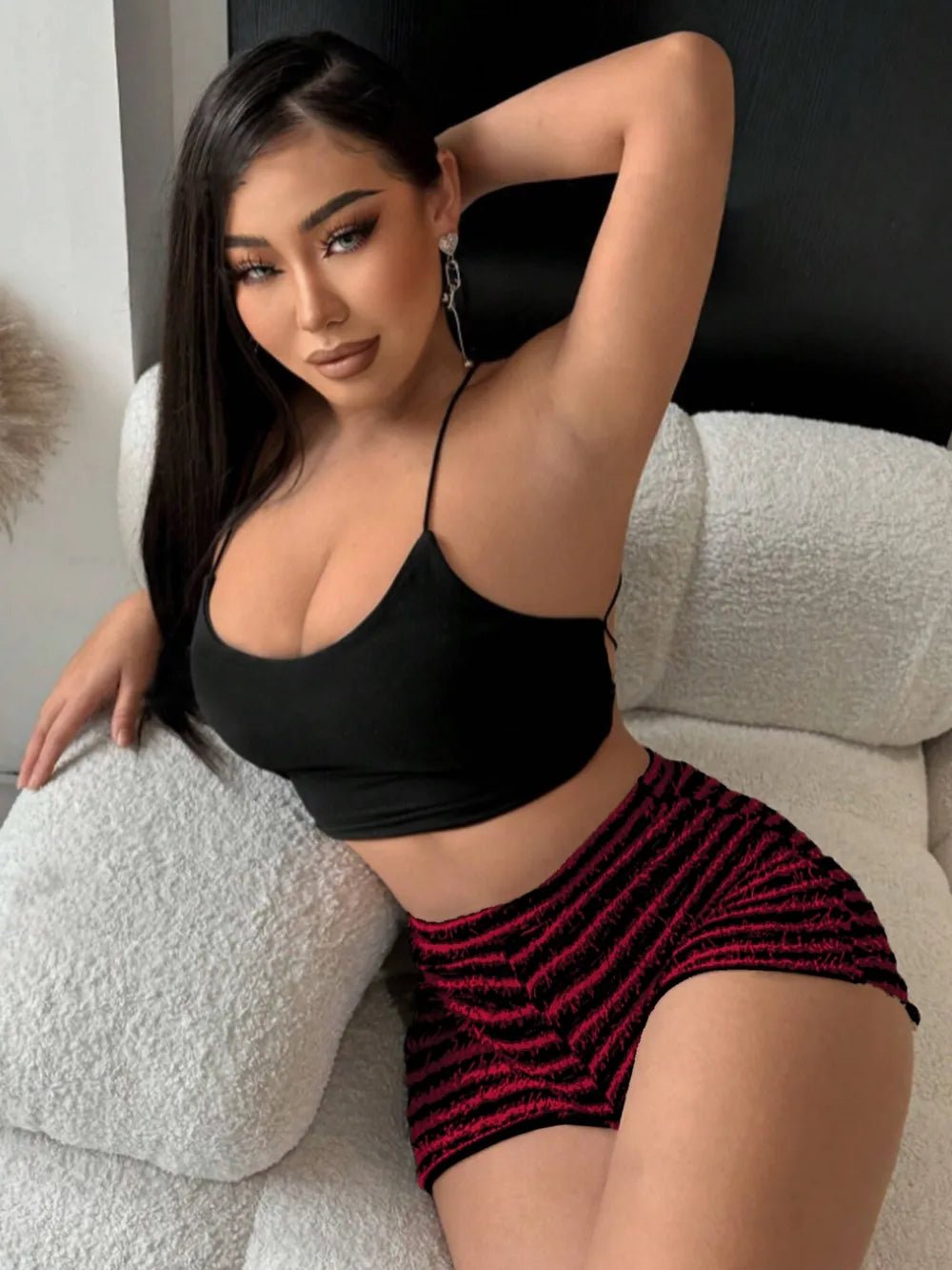 Striped High Waist Shorts - Lookzlike