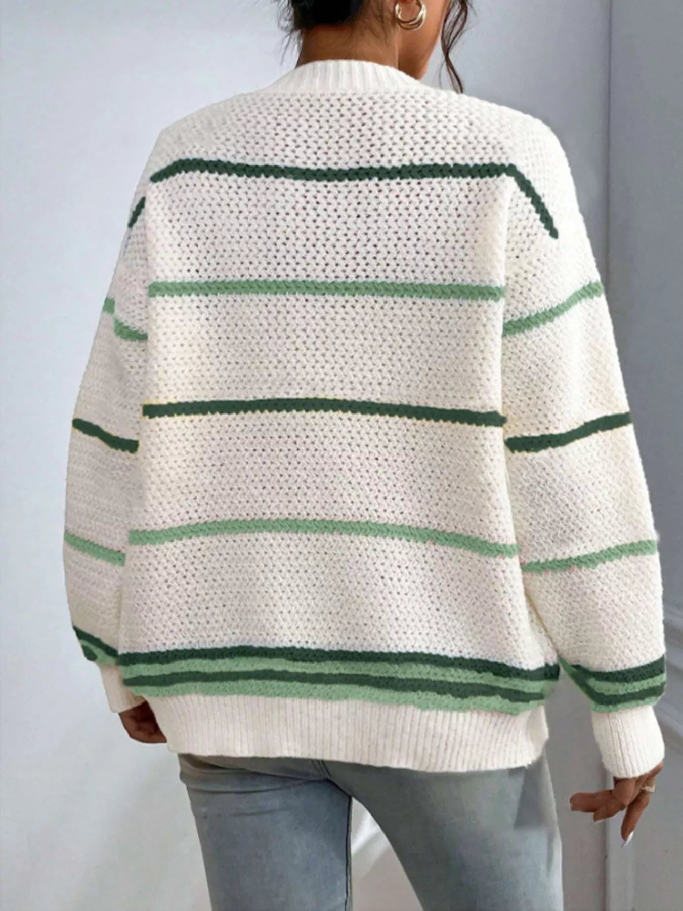 Striped Knit Open Front Cardigan designed for comfort and style at Lookzlike