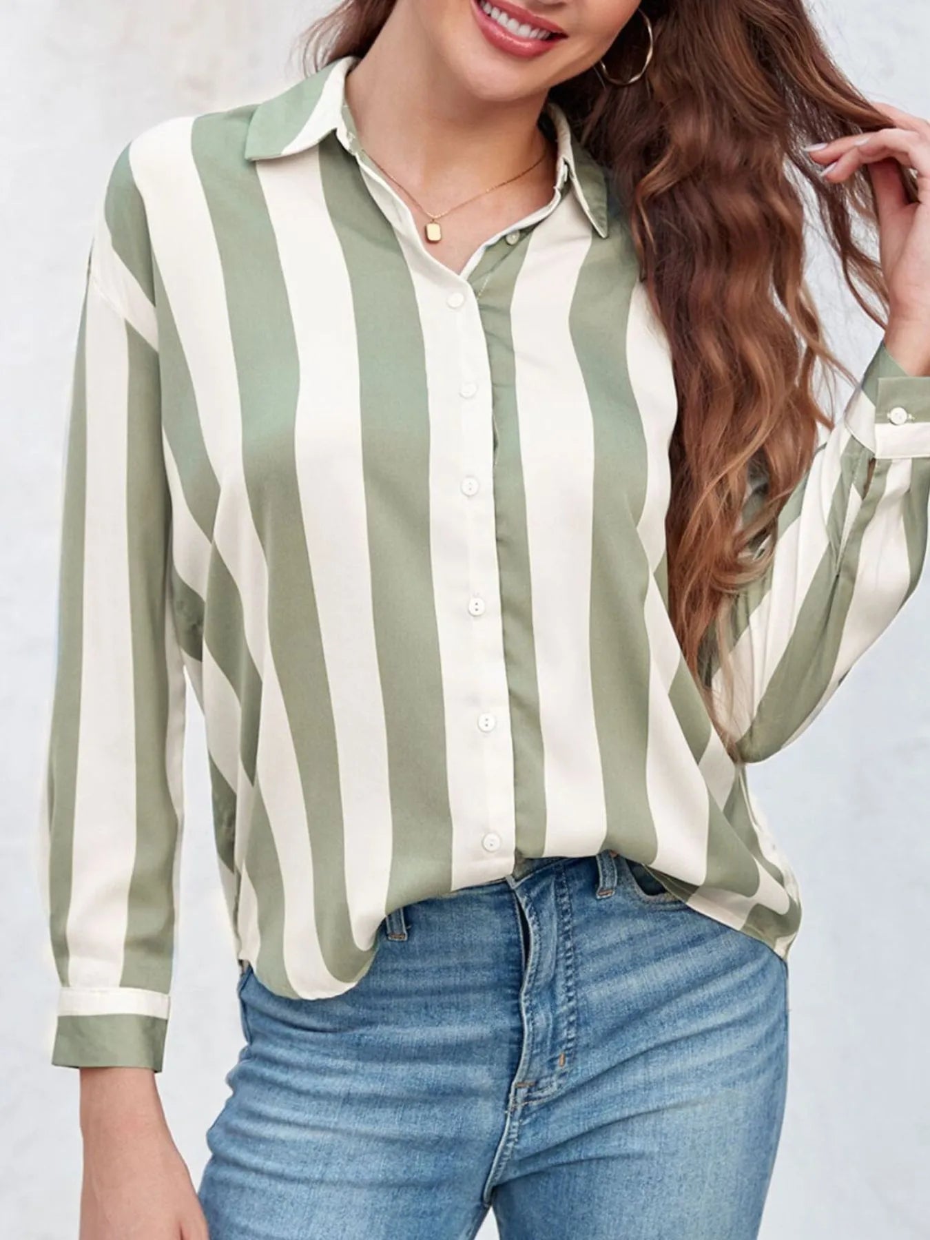 Striped Relaxed Button Up Shirt - Lookzlike