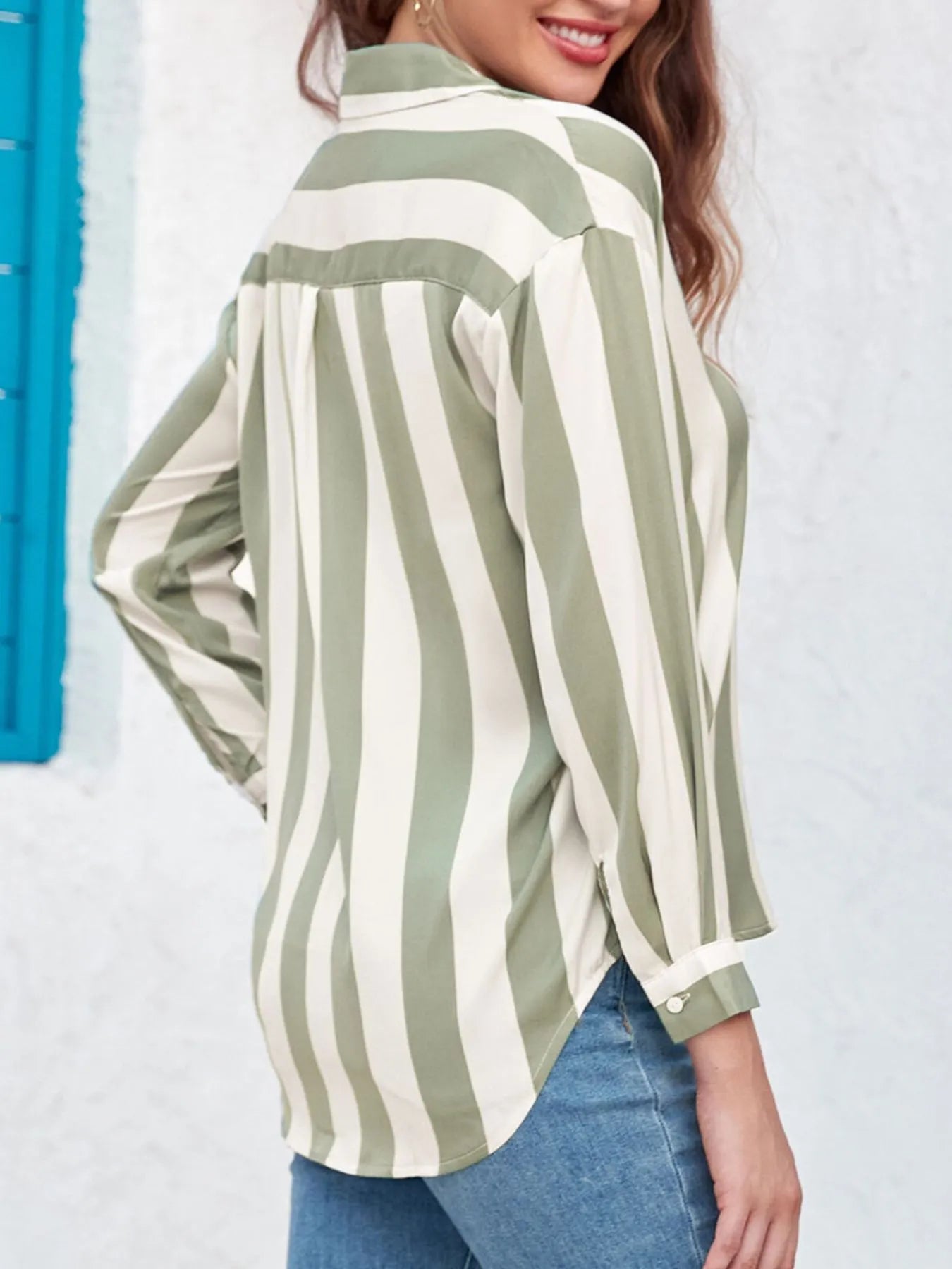 Striped Relaxed Button Up Shirt - Lookzlike