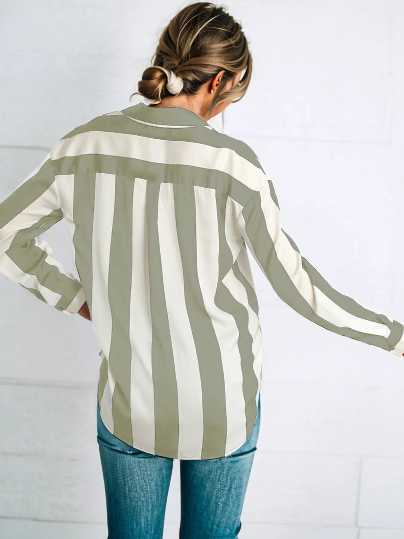 Striped Relaxed Button Up Shirt - Lookzlike