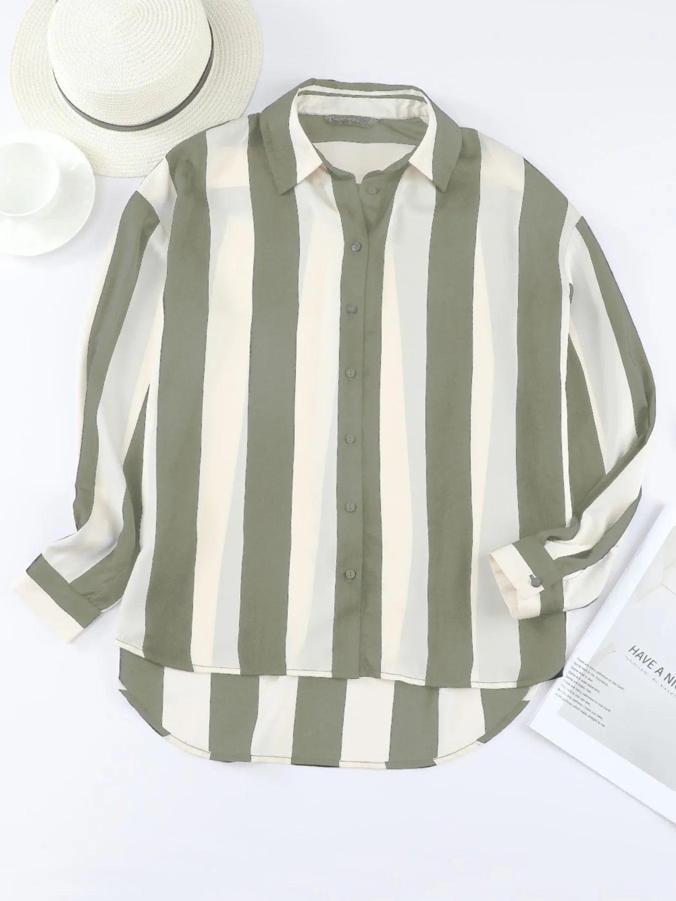Striped Relaxed Button Up Shirt - Lookzlike
