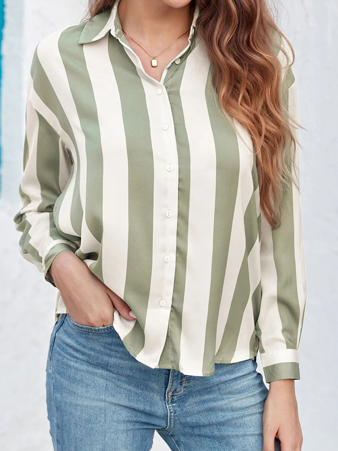 Striped Relaxed Button Up Shirt - Lookzlike