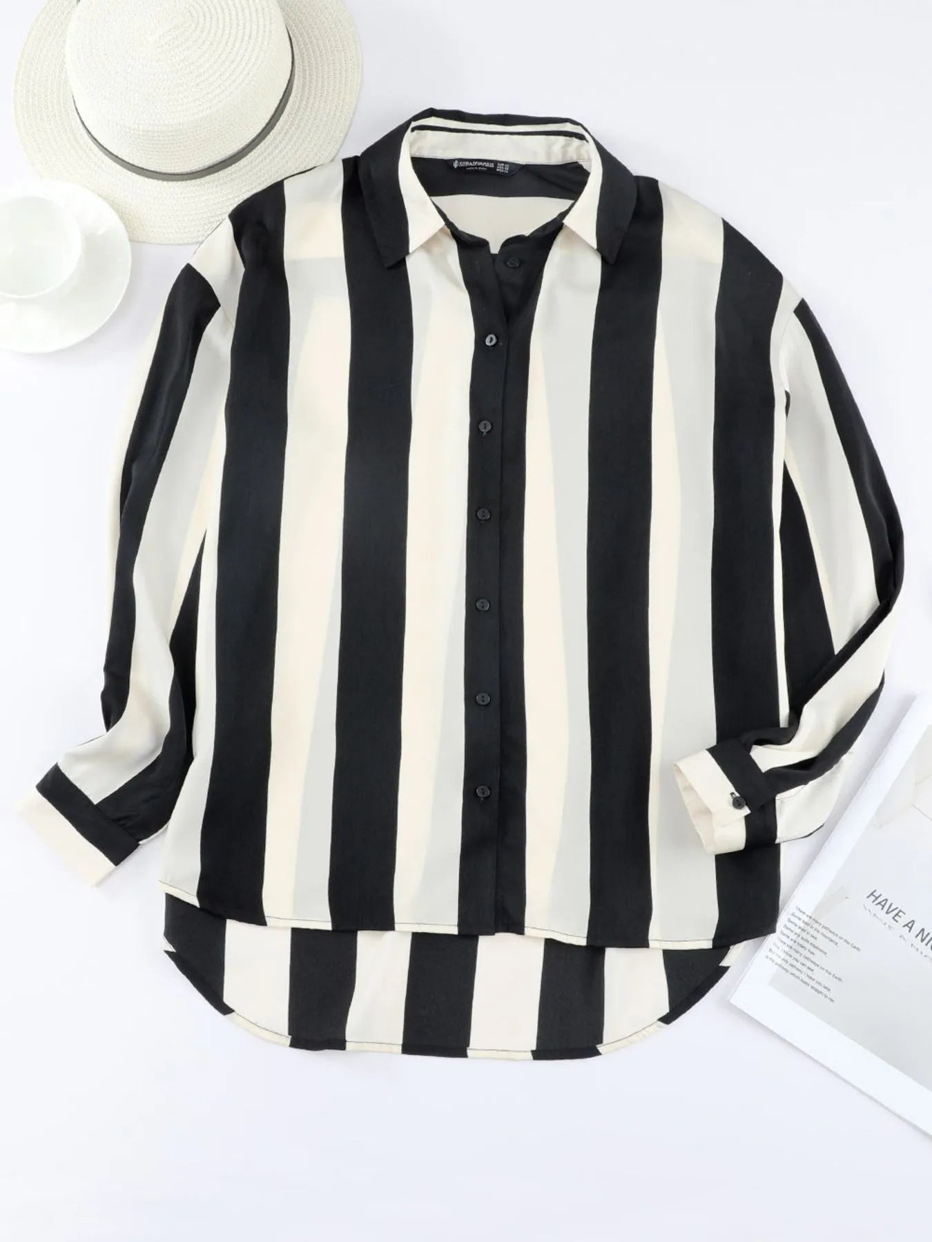 Striped Relaxed Button Up Shirt - Lookzlike