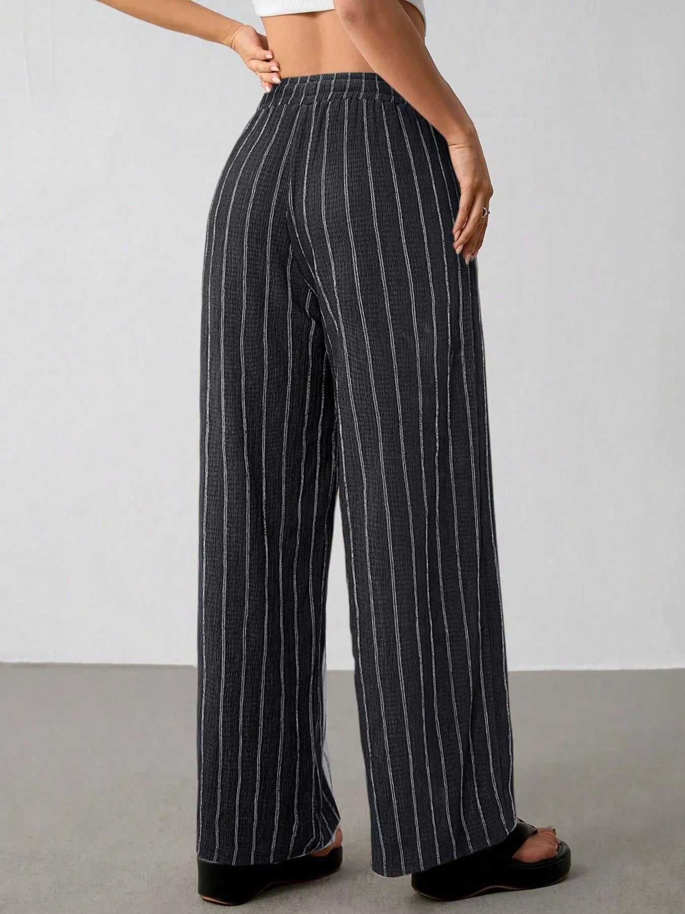 Striped Wide-Leg Drawstring Pants designed for comfort and style at Lookzlike