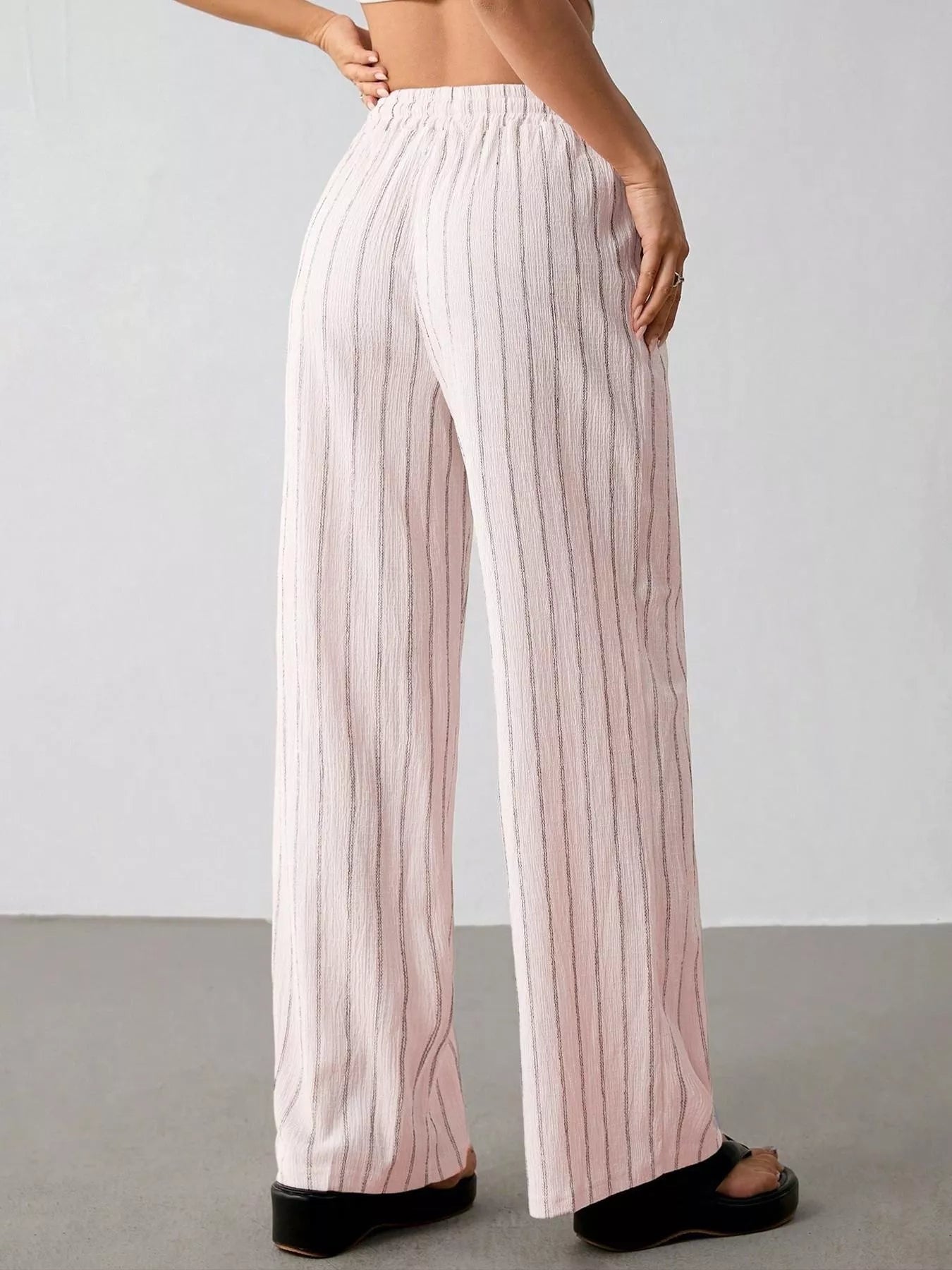 Striped Wide-Leg Drawstring Pants designed for comfort and style at Lookzlike