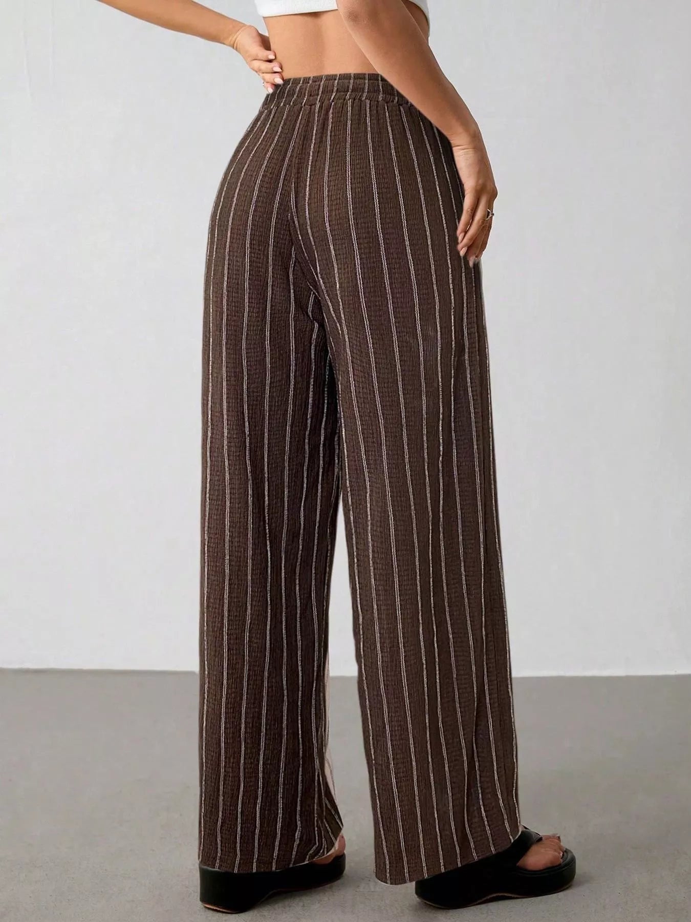 Striped Wide-Leg Drawstring Pants designed for comfort and style at Lookzlike