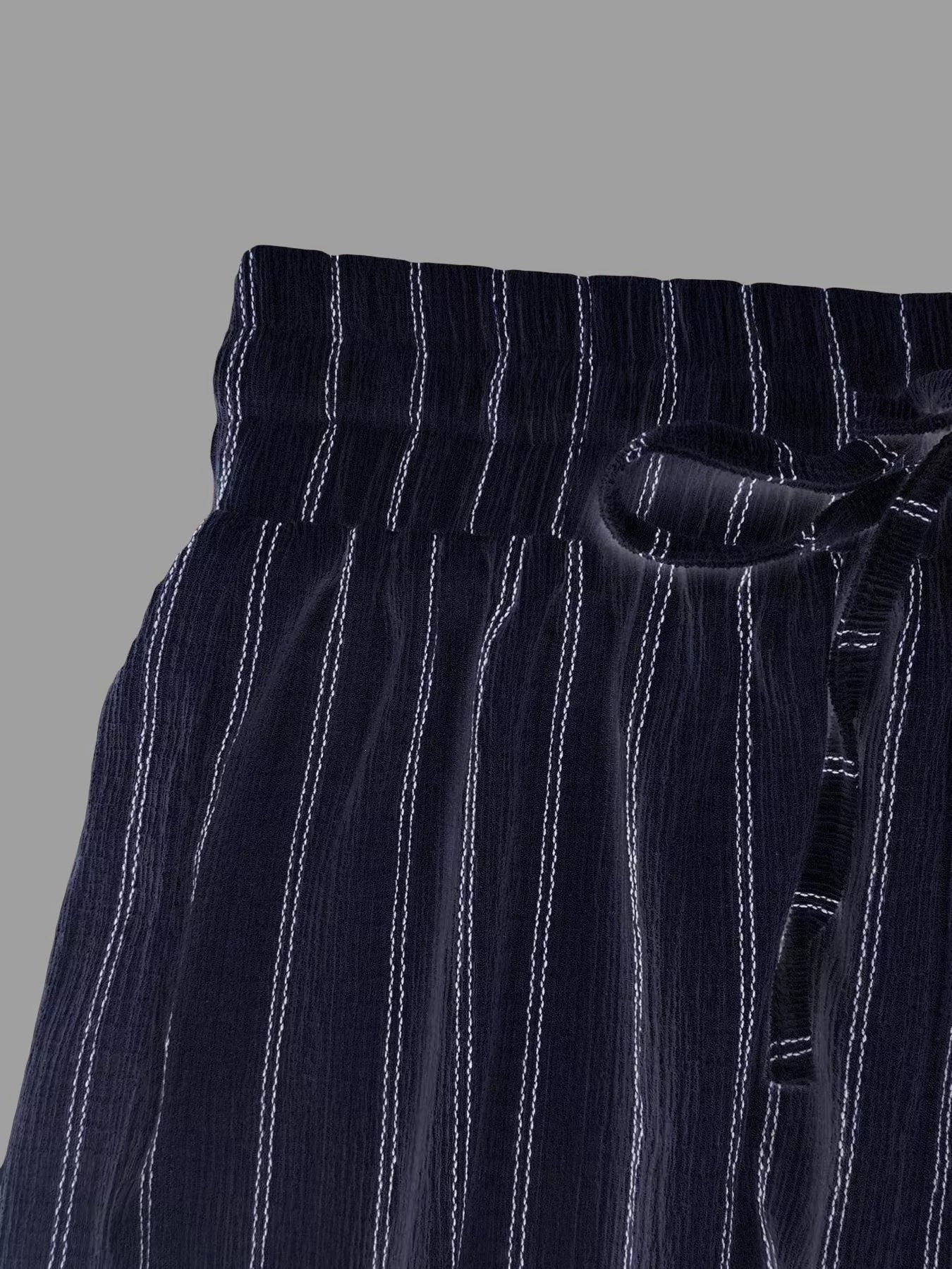 Striped Wide-Leg Drawstring Pants designed for comfort and style at Lookzlike