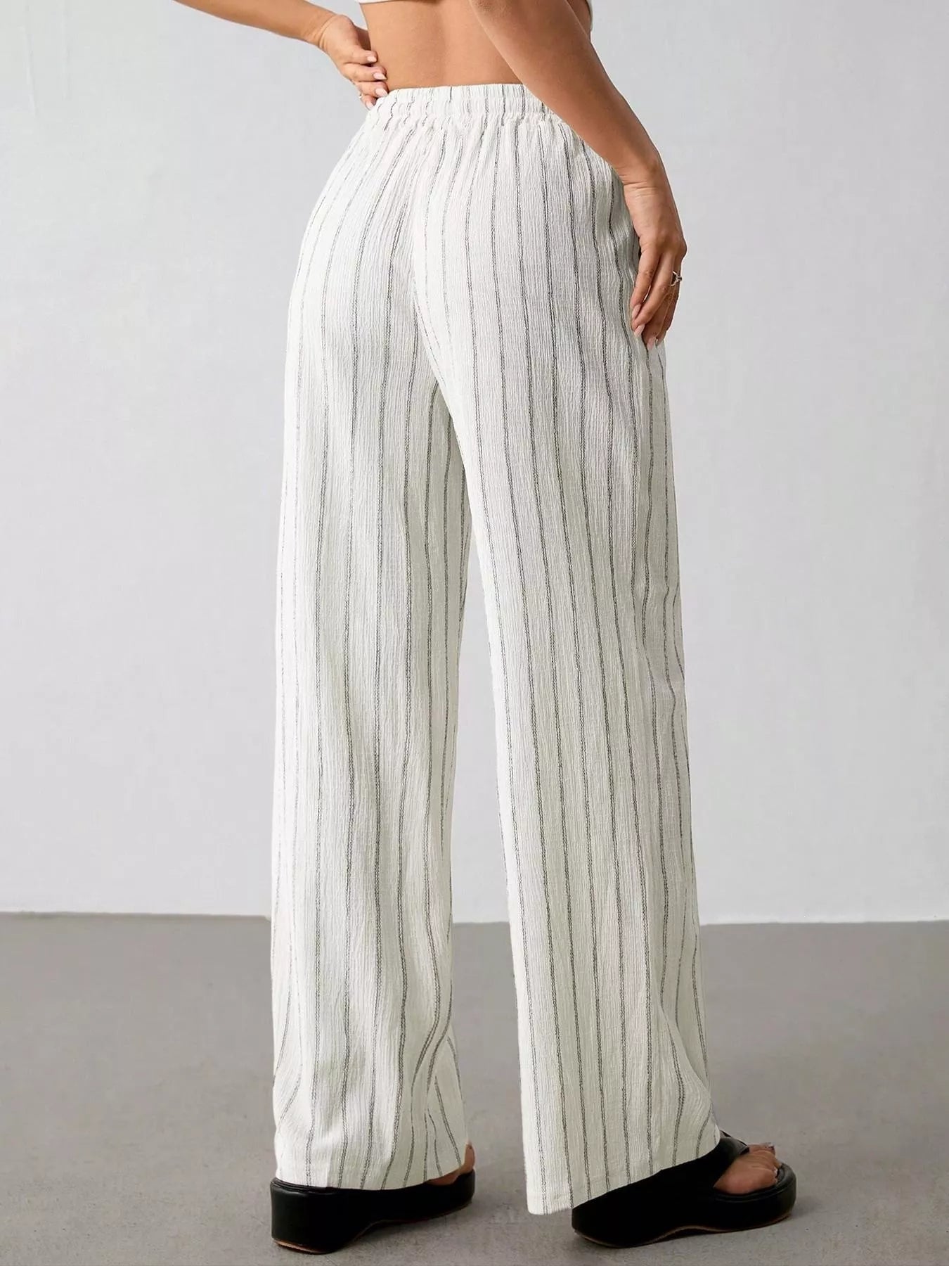 Striped Wide-Leg Drawstring Pants designed for comfort and style at Lookzlike