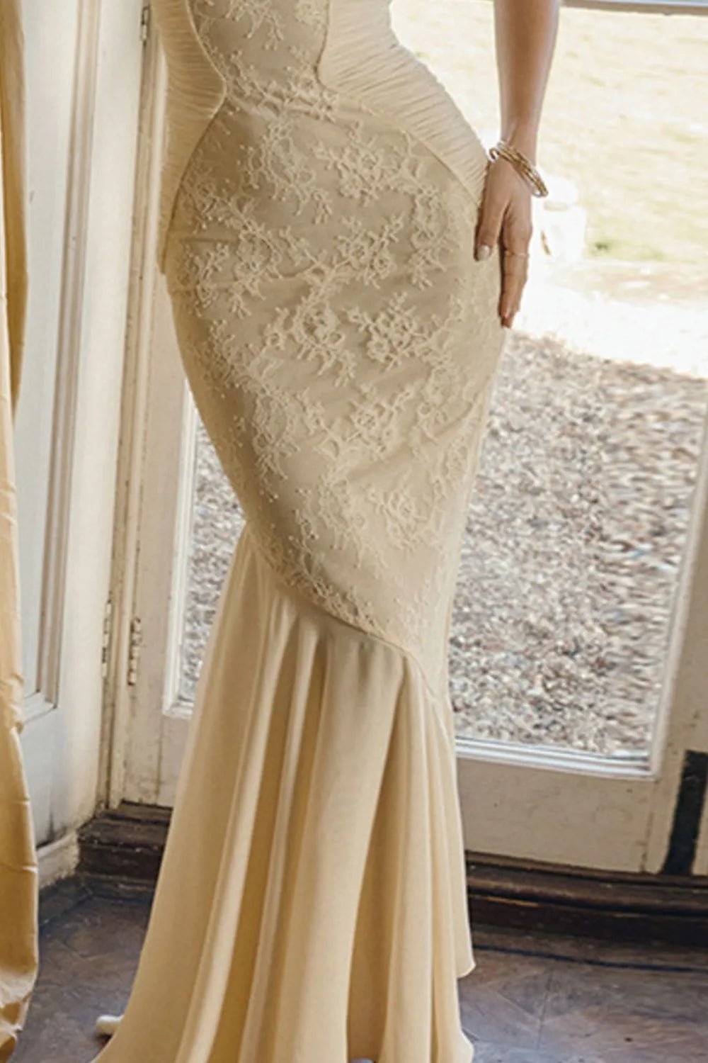 Sweetheart Neck Lace Maxi Dress designed for comfort and style at Lookzlike