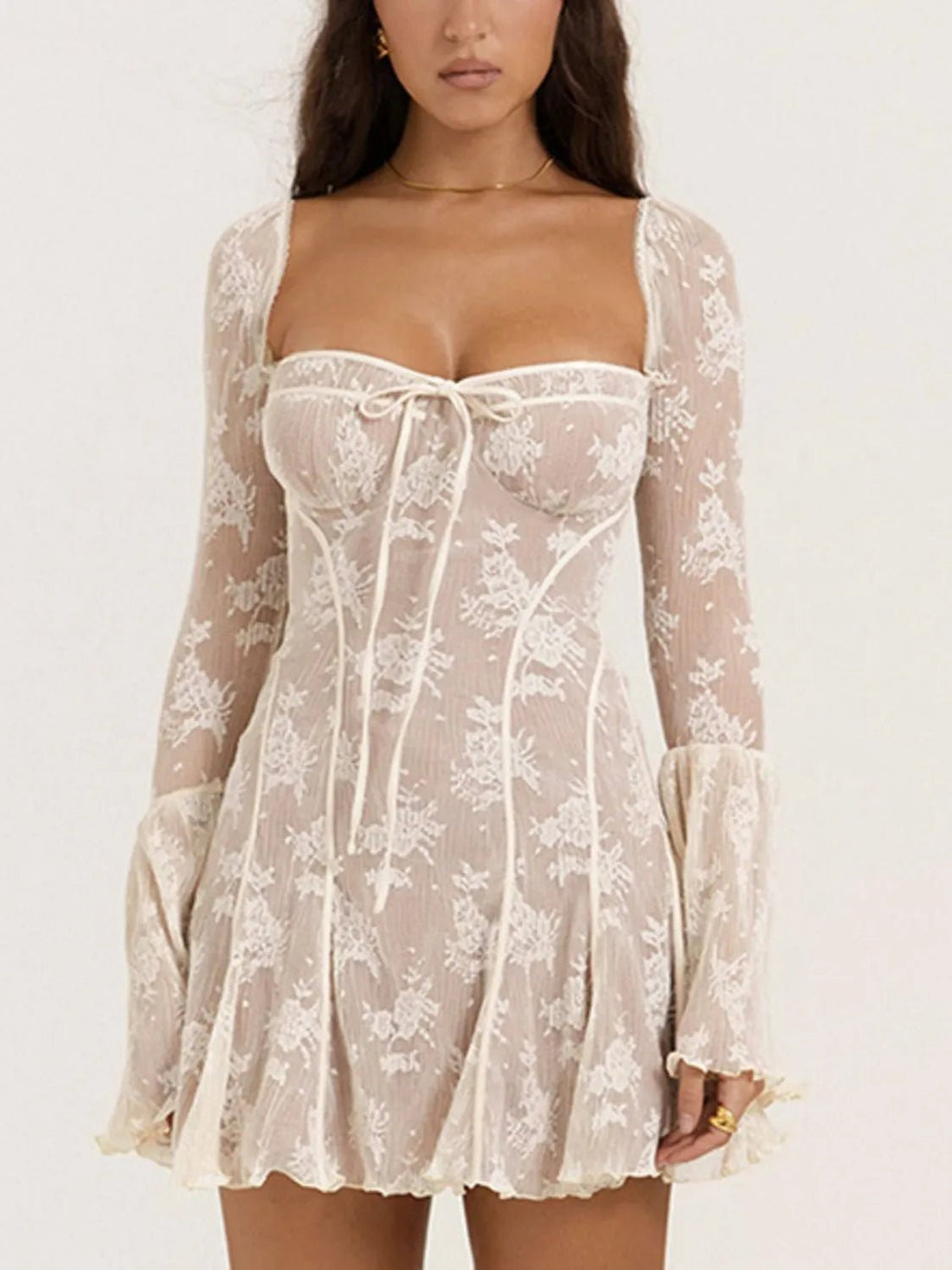 Sweetheart Neck Lace Mini Dress designed for comfort and style at Lookzlike