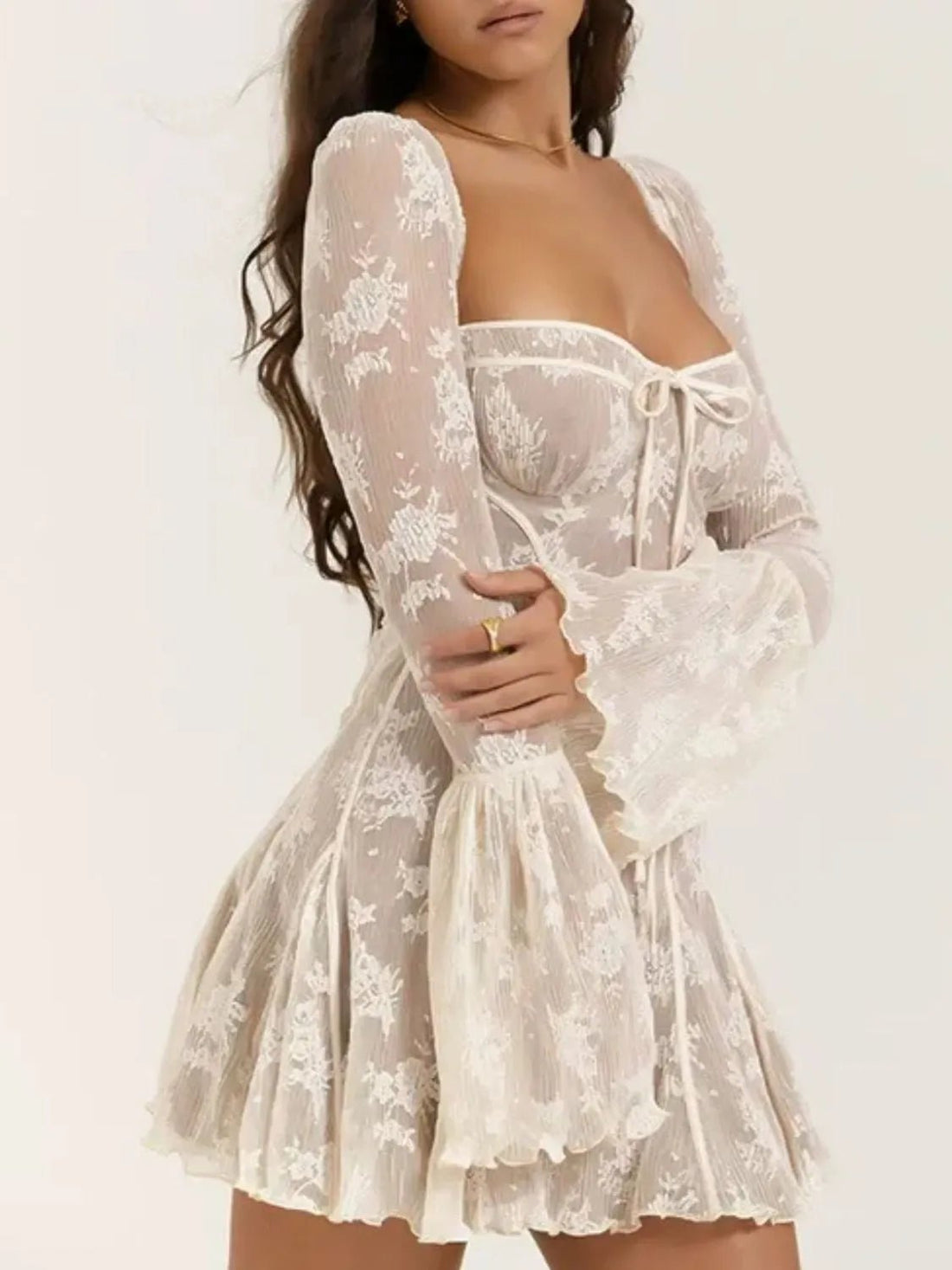 Sweetheart Neck Lace Mini Dress designed for comfort and style at Lookzlike