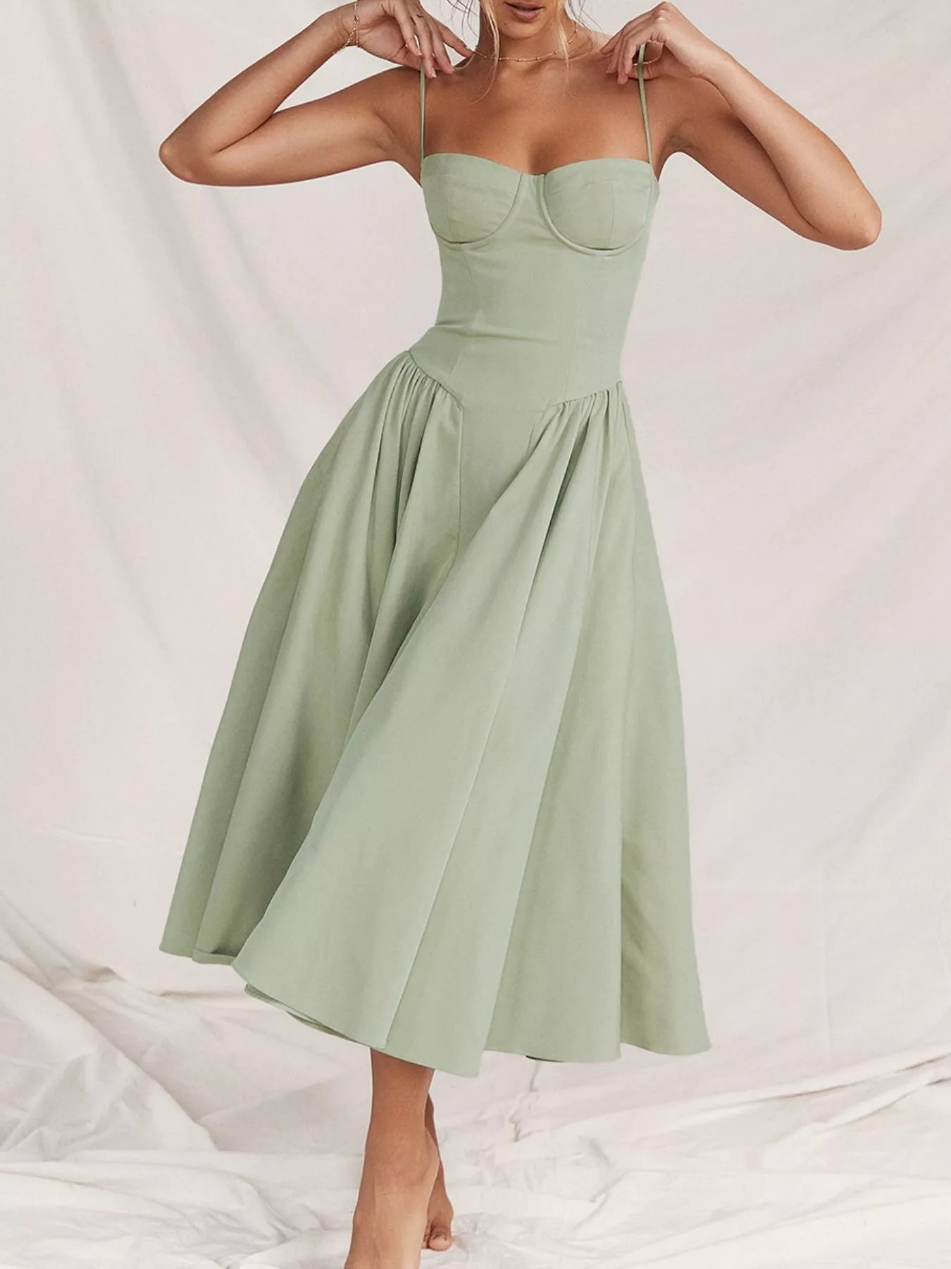 Sweetheart Neck Midi Cami Dress designed for comfort and style at Lookzlike