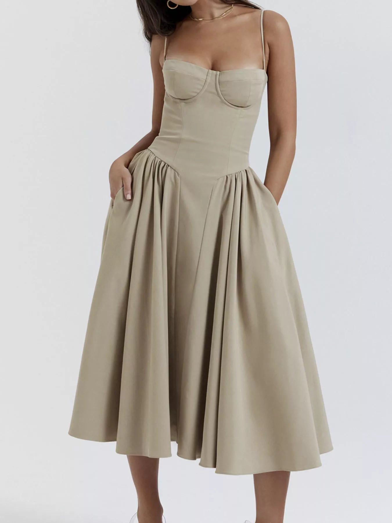 Sweetheart Neck Midi Cami Dress designed for comfort and style at Lookzlike