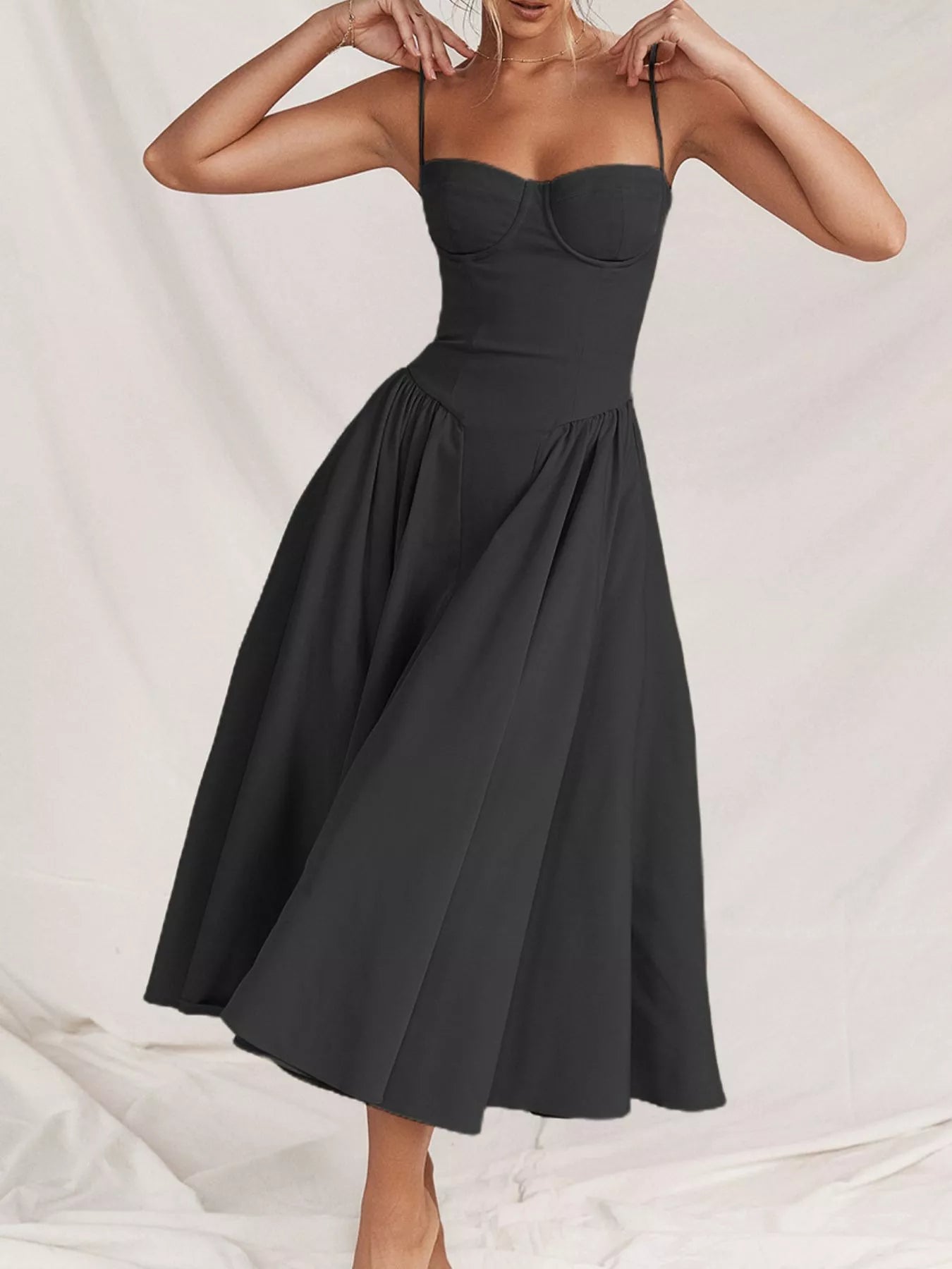 Sweetheart Neck Midi Cami Dress designed for comfort and style at Lookzlike