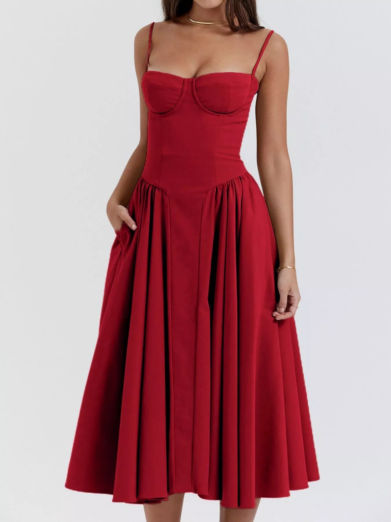 Sweetheart Neck Midi Cami Dress designed for comfort and style at Lookzlike