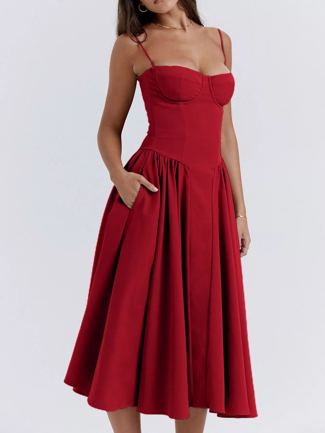 Sweetheart Neck Midi Cami Dress designed for comfort and style at Lookzlike