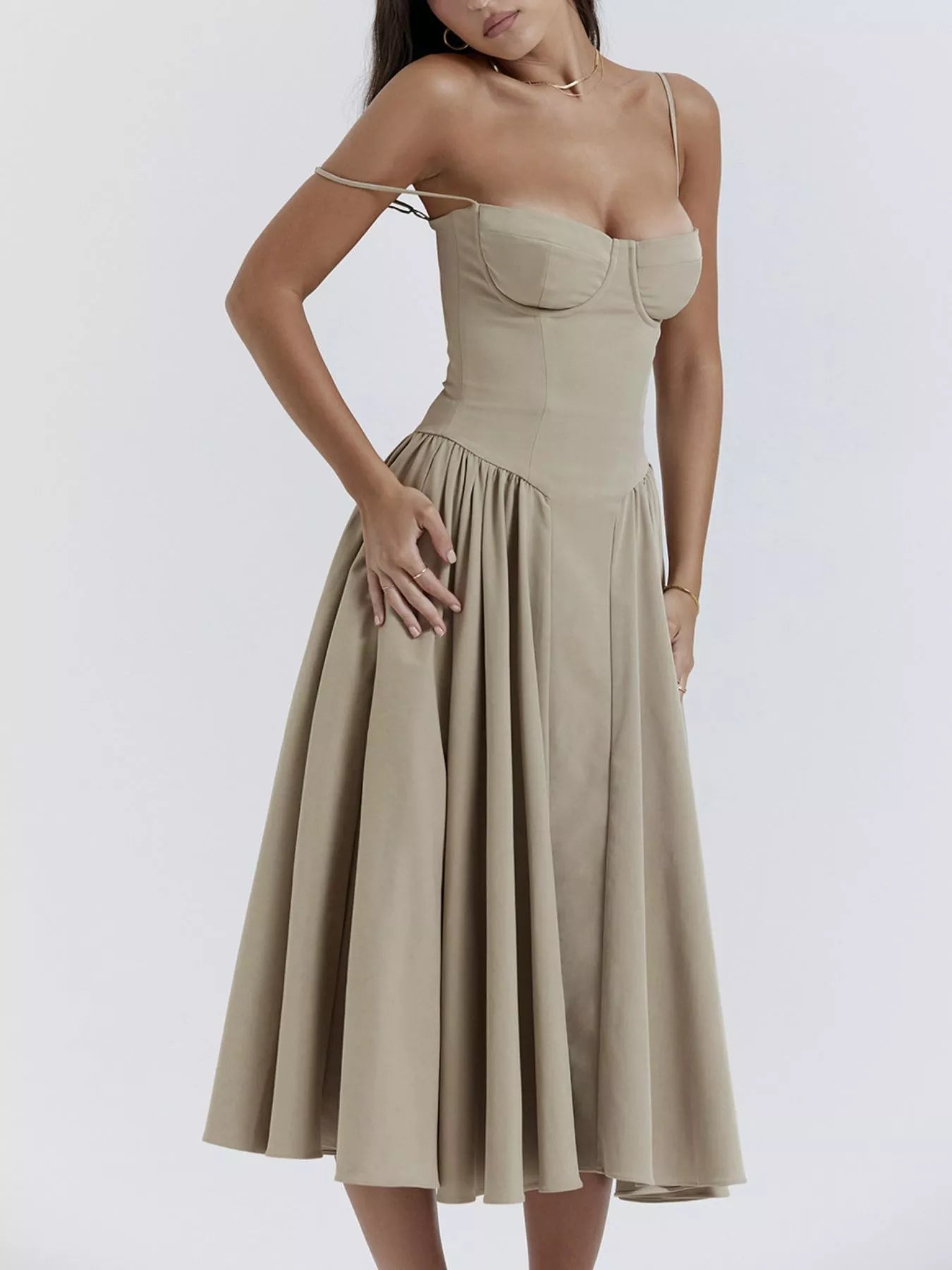 Sweetheart Neck Midi Cami Dress designed for comfort and style at Lookzlike