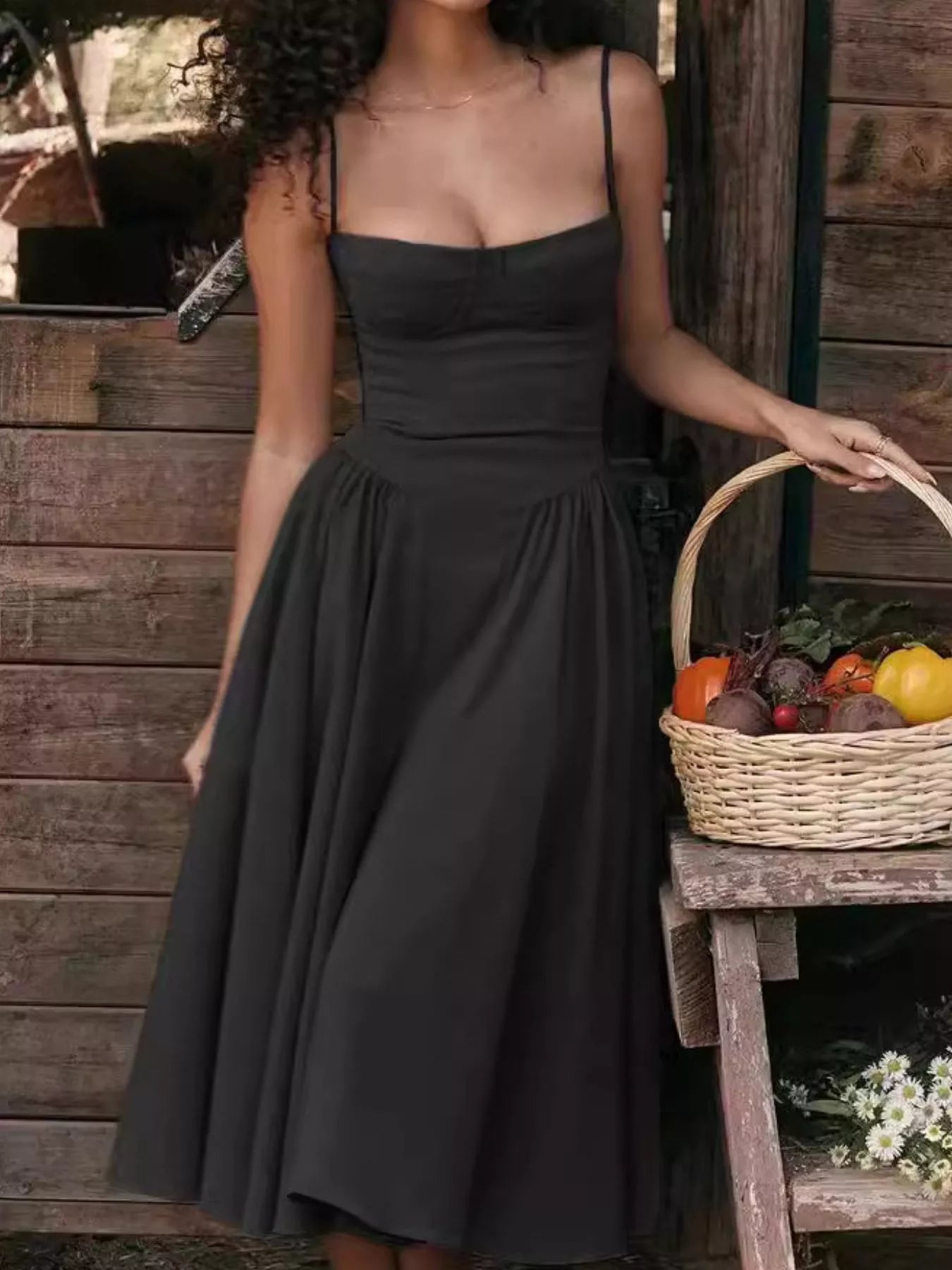 Sweetheart Neck Midi Cami Dress designed for comfort and style at Lookzlike