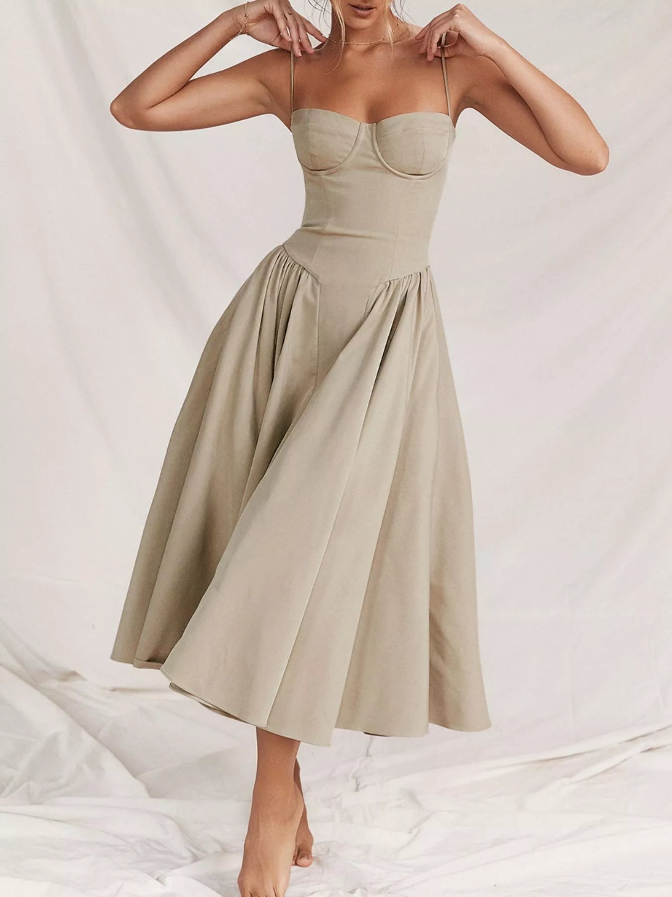 Sweetheart Neck Midi Cami Dress designed for comfort and style at Lookzlike