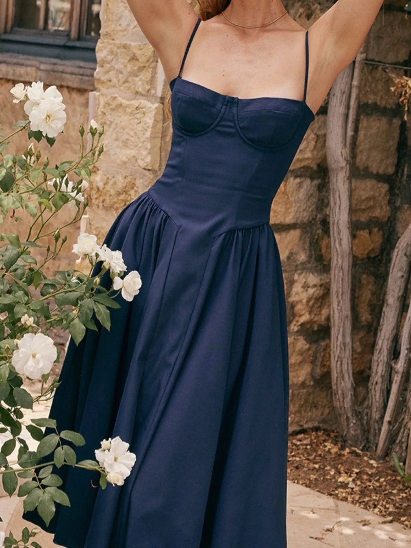 Sweetheart Neck Midi Cami Dress designed for comfort and style at Lookzlike