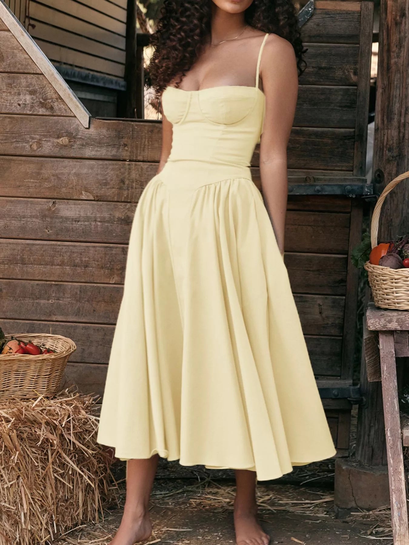 Sweetheart Neck Midi Cami Dress designed for comfort and style at Lookzlike