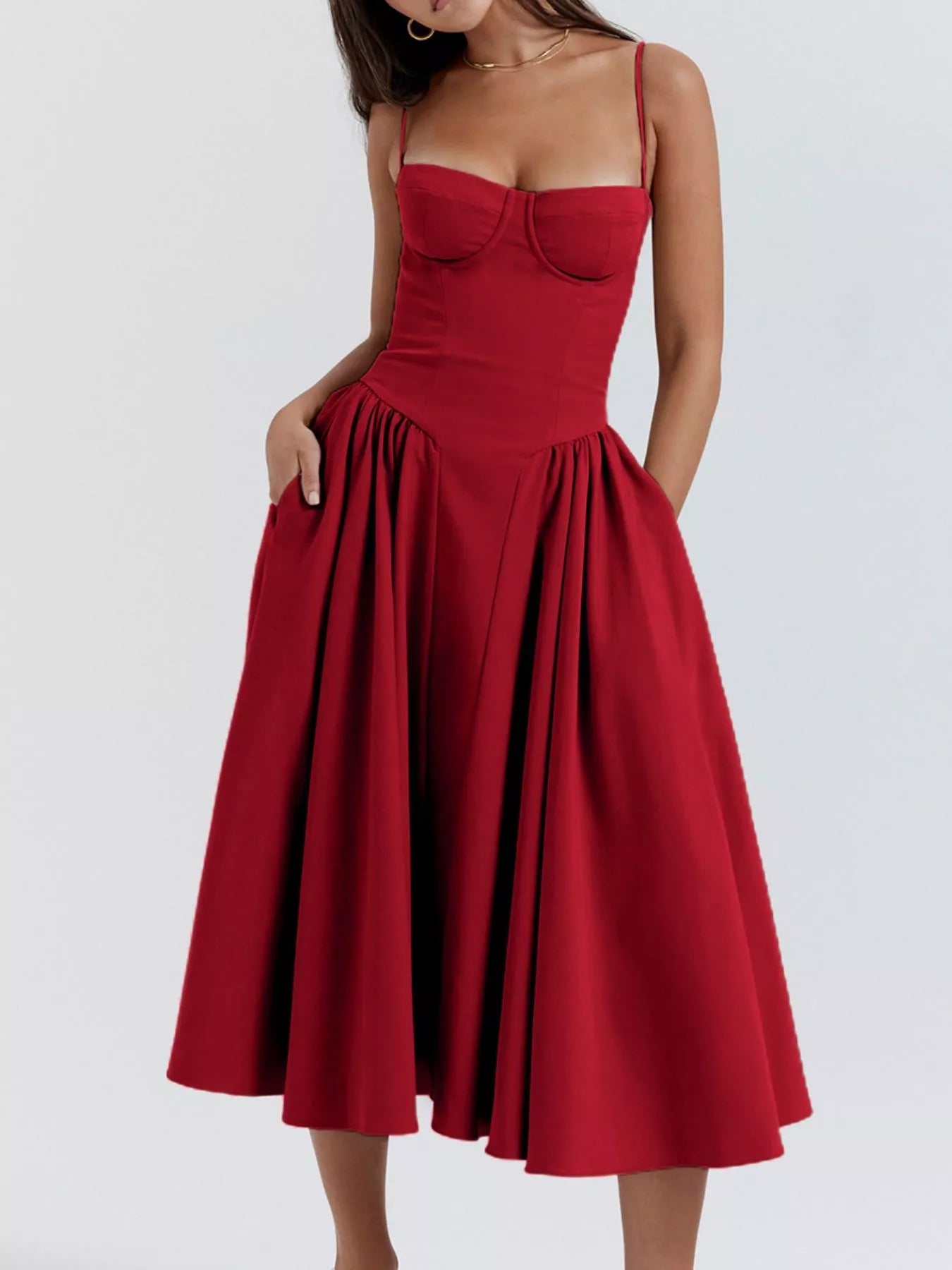 Sweetheart Neck Midi Cami Dress designed for comfort and style at Lookzlike