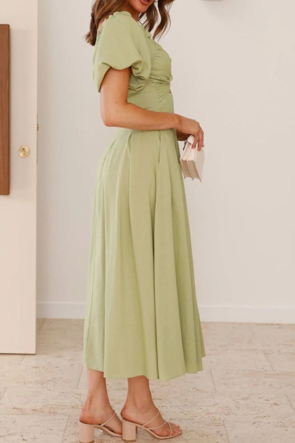 Sweetheart Neck Puff Sleeve Dress designed for comfort and style at Lookzlike