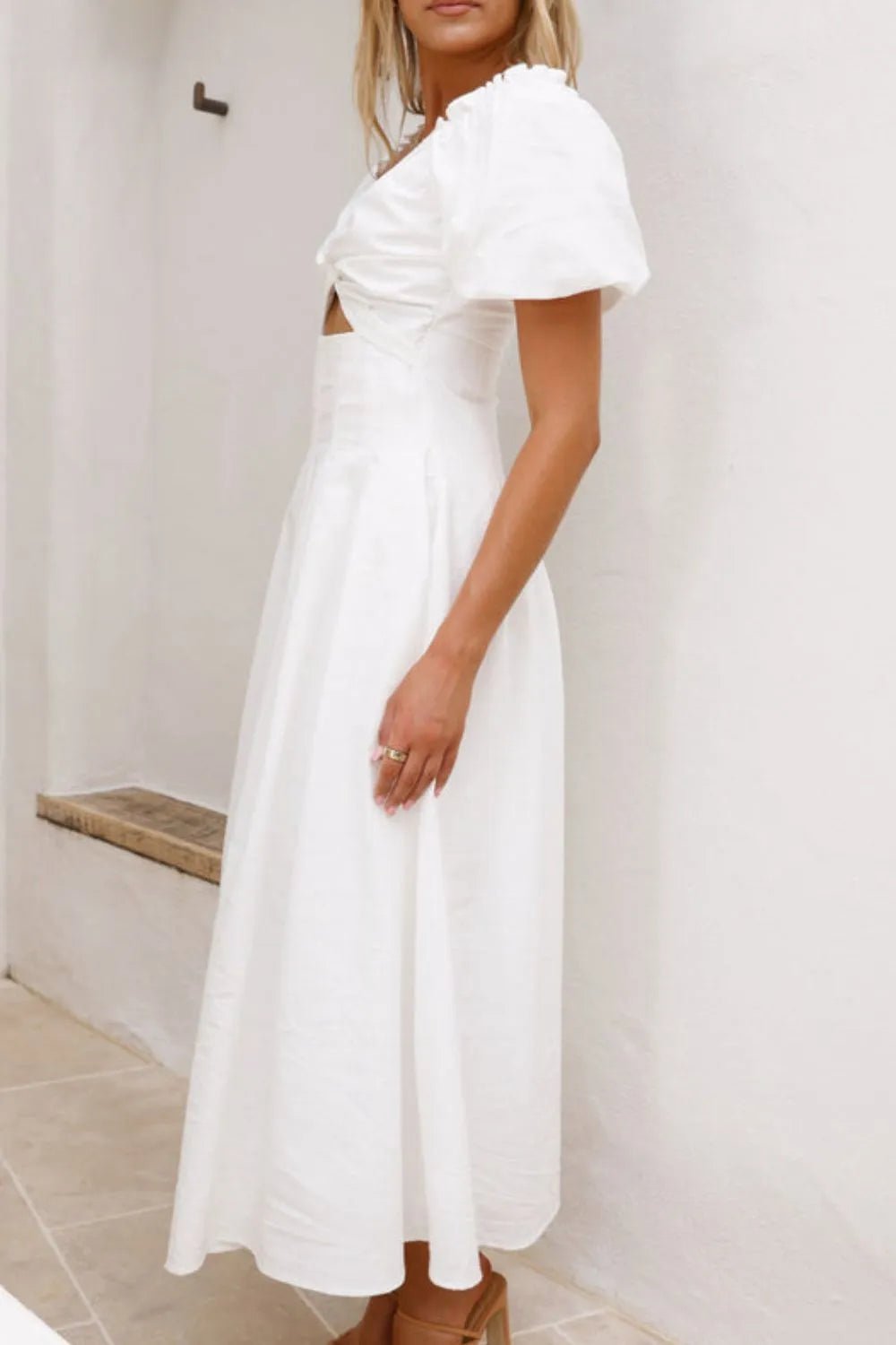 Sweetheart Neck Puff Sleeve Dress designed for comfort and style at Lookzlike