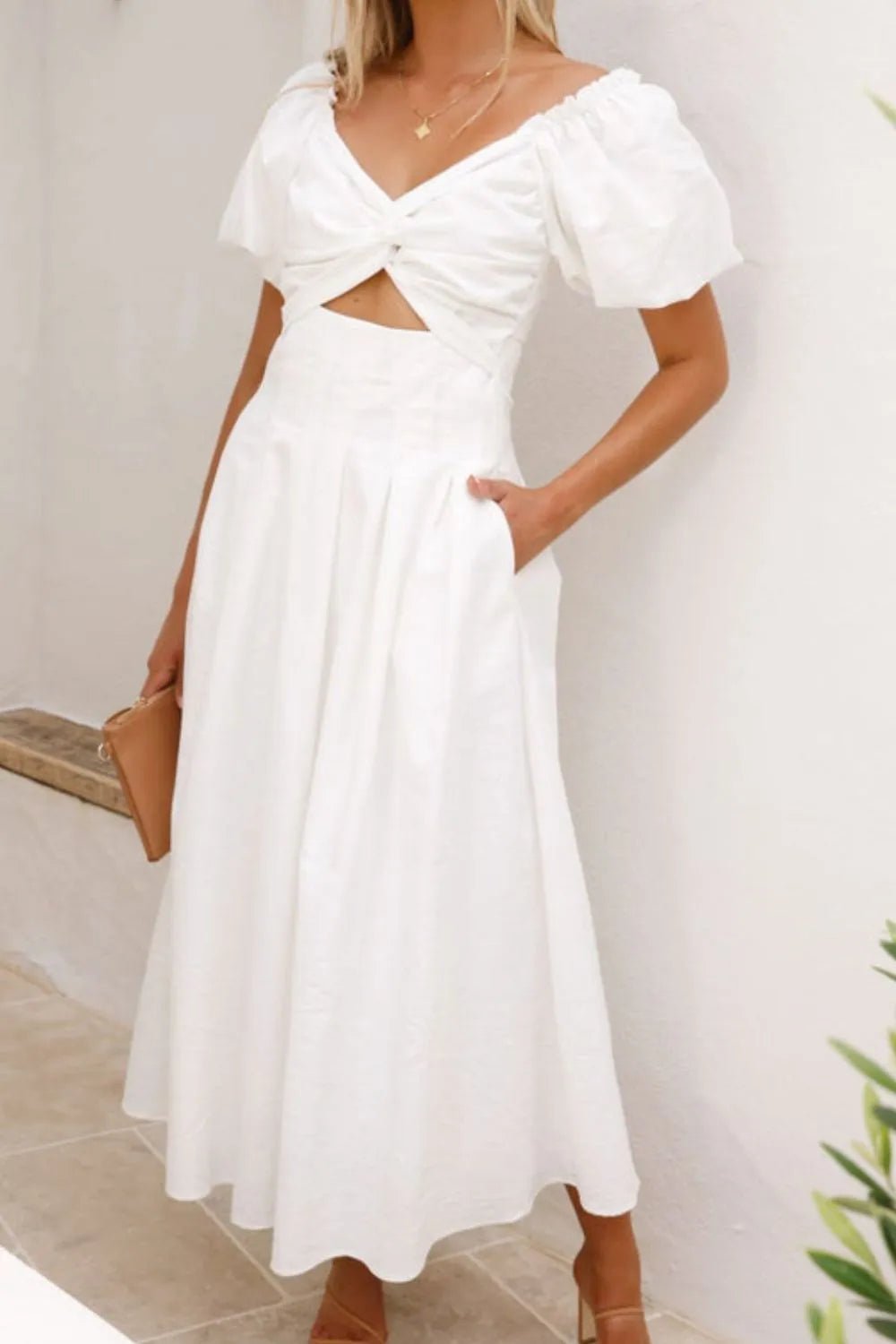Sweetheart Neck Puff Sleeve Dress designed for comfort and style at Lookzlike