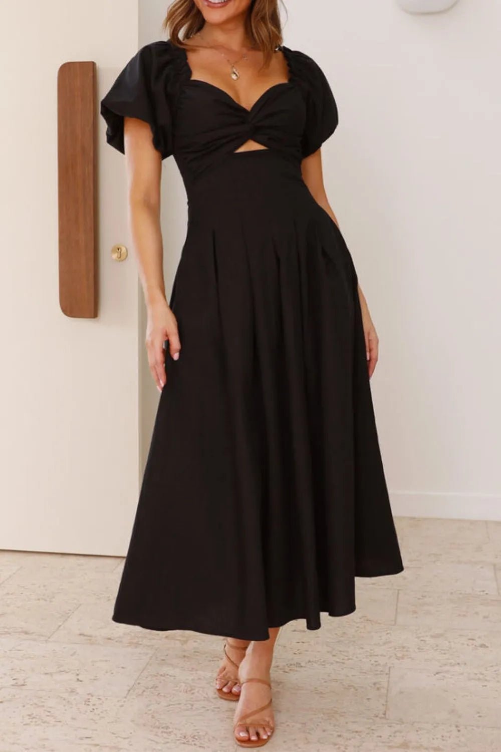 Sweetheart Neck Puff Sleeve Dress designed for comfort and style at Lookzlike