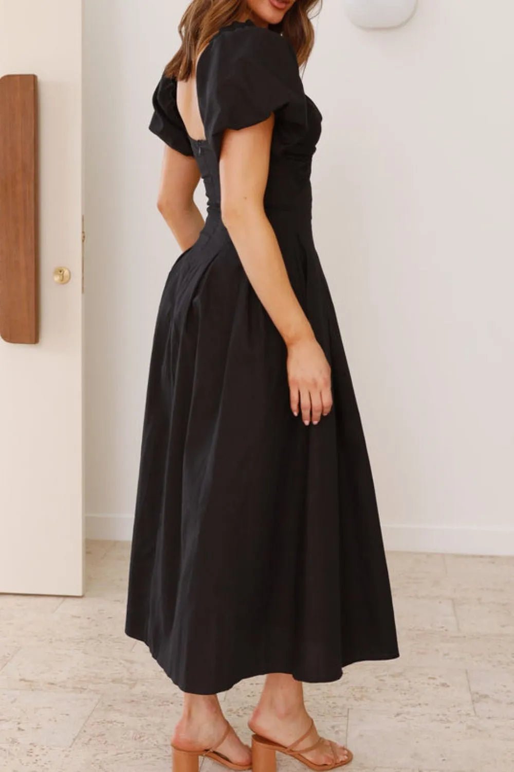 Sweetheart Neck Puff Sleeve Dress designed for comfort and style at Lookzlike