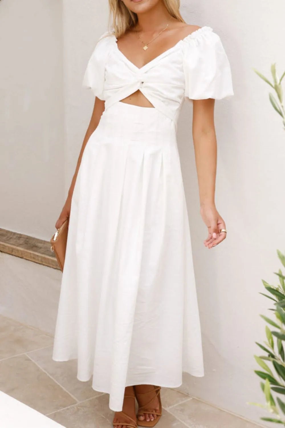 Sweetheart Neck Puff Sleeve Dress designed for comfort and style at Lookzlike