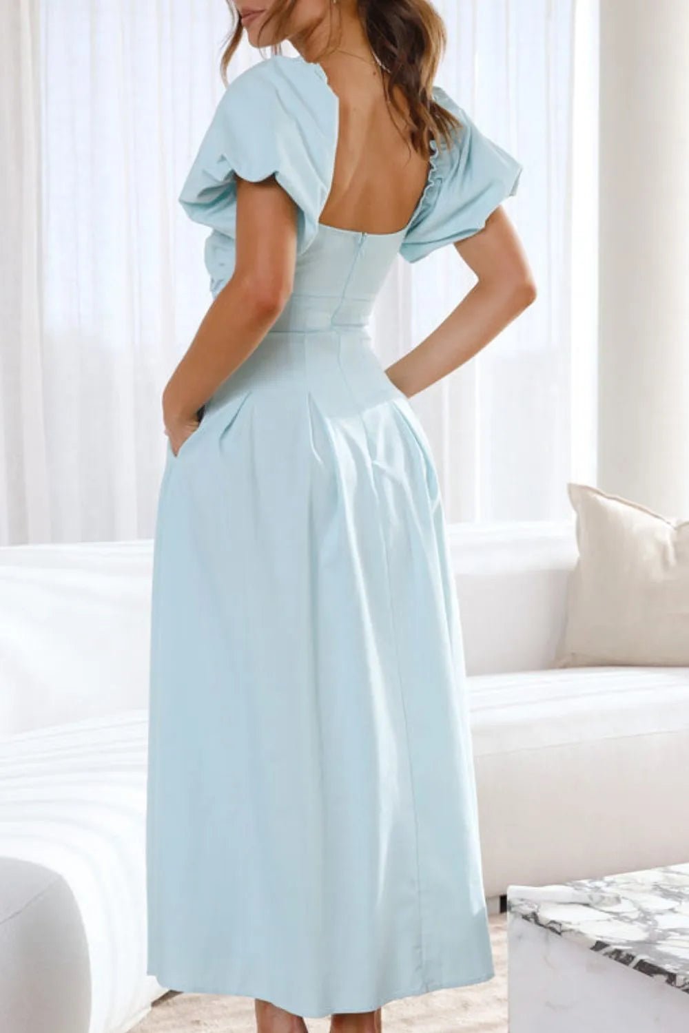 Sweetheart Neck Puff Sleeve Dress designed for comfort and style at Lookzlike