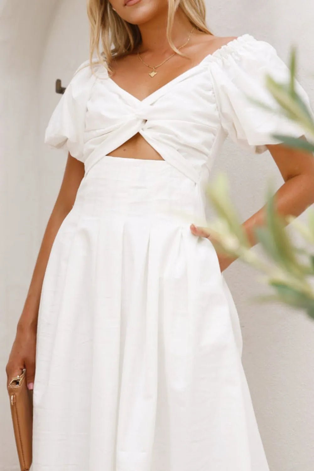 Sweetheart Neck Puff Sleeve Dress designed for comfort and style at Lookzlike