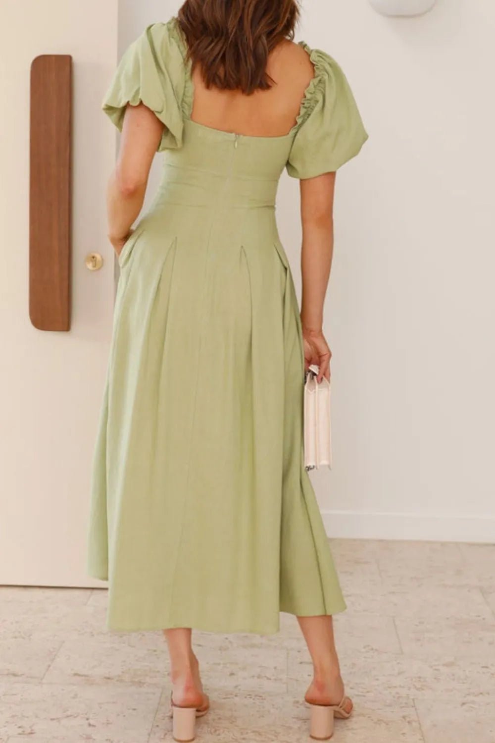 Sweetheart Neck Puff Sleeve Dress designed for comfort and style at Lookzlike