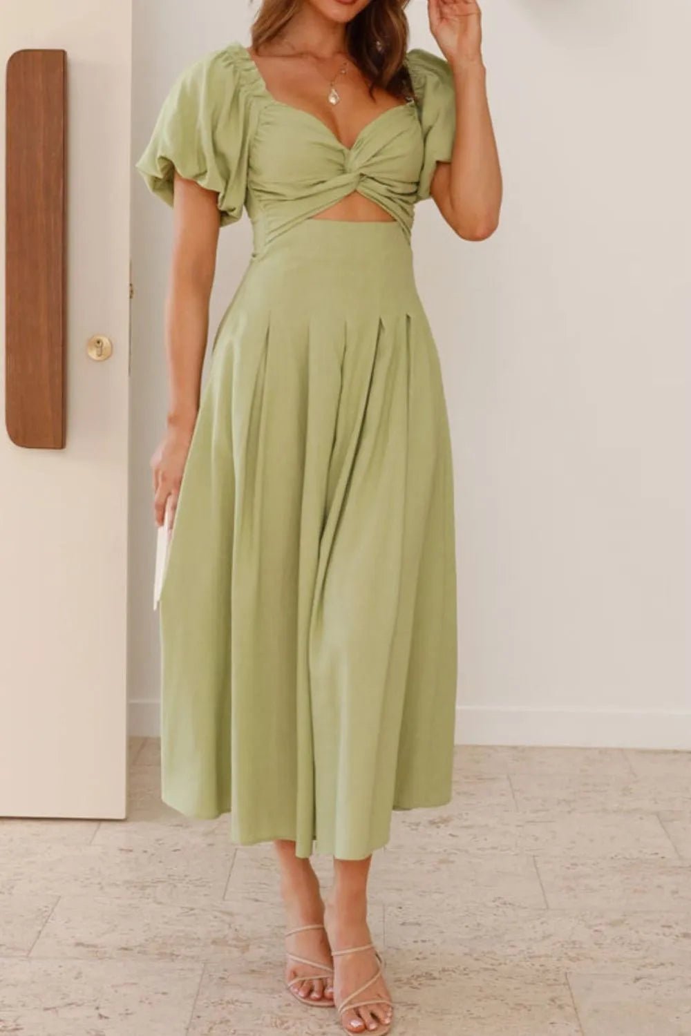 Sweetheart Neck Puff Sleeve Dress designed for comfort and style at Lookzlike
