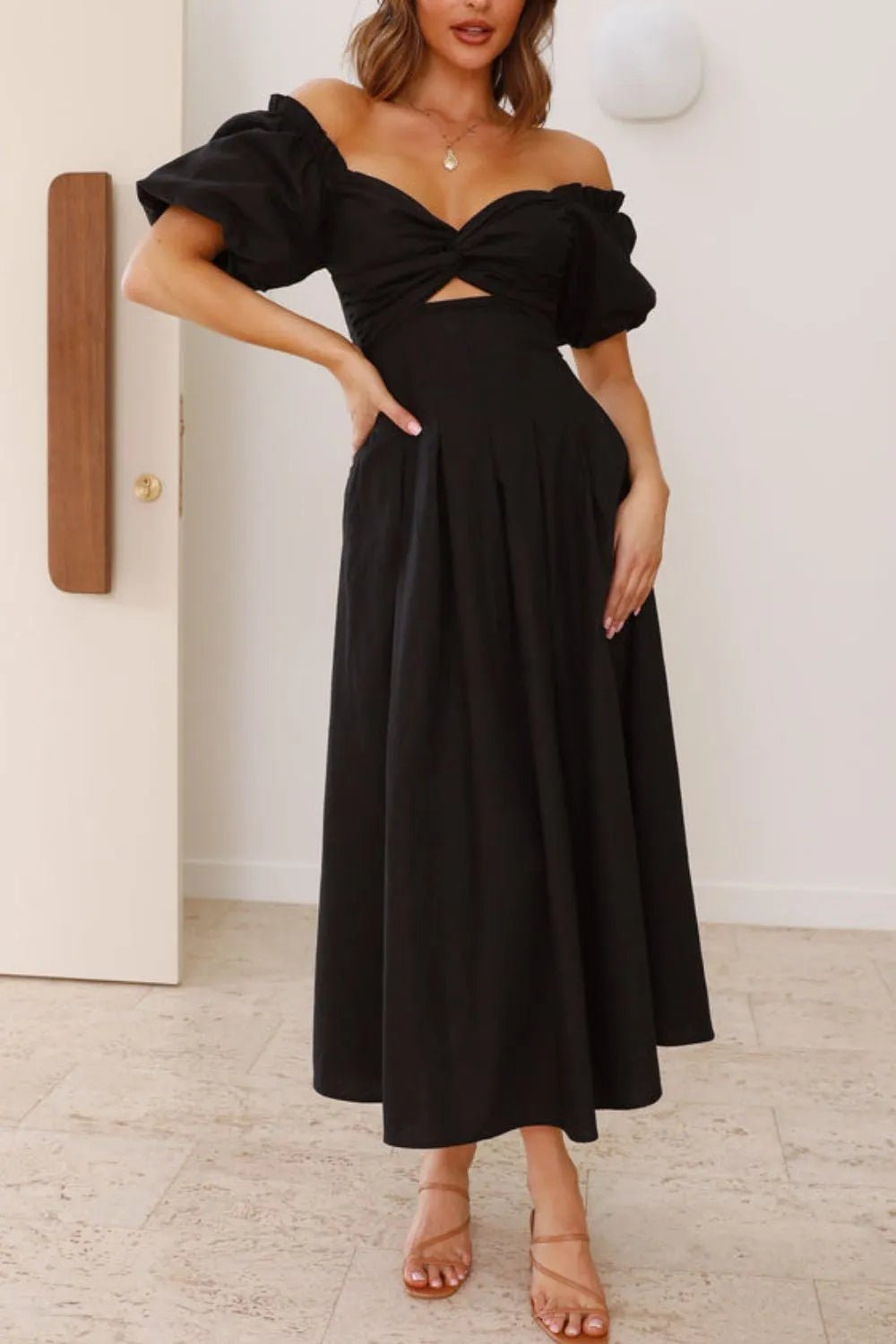 Sweetheart Neck Puff Sleeve Dress designed for comfort and style at Lookzlike