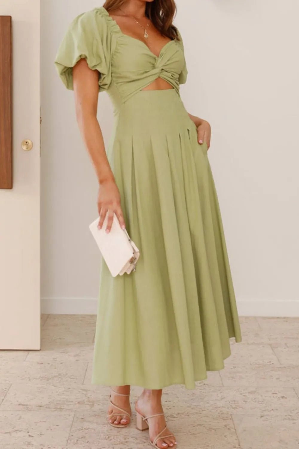 Sweetheart Neck Puff Sleeve Dress designed for comfort and style at Lookzlike