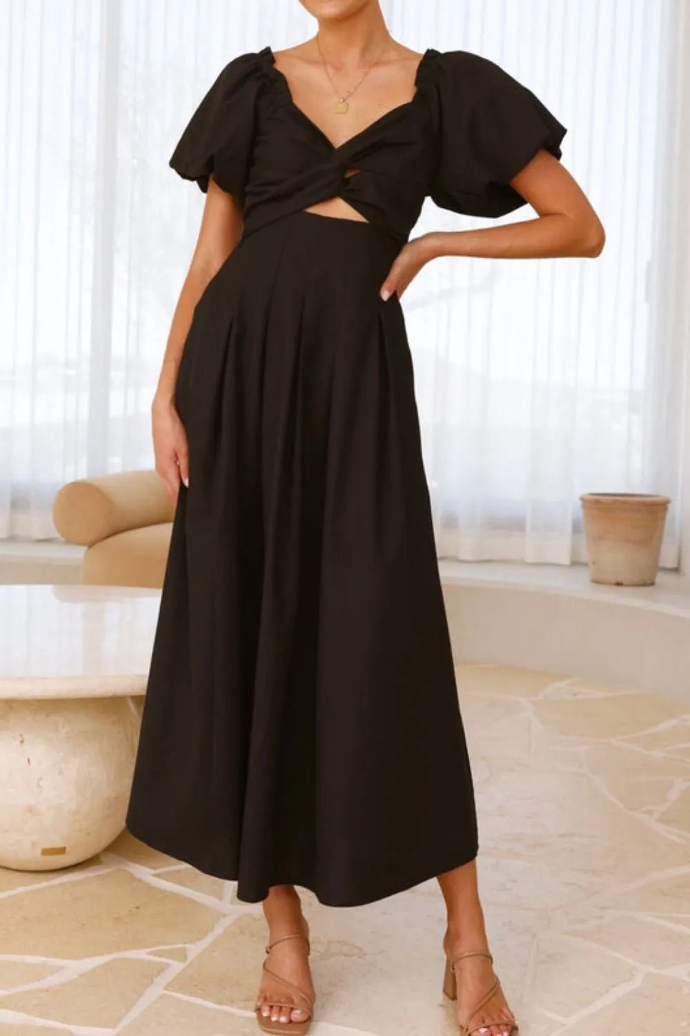 Sweetheart Neck Puff Sleeve Dress designed for comfort and style at Lookzlike
