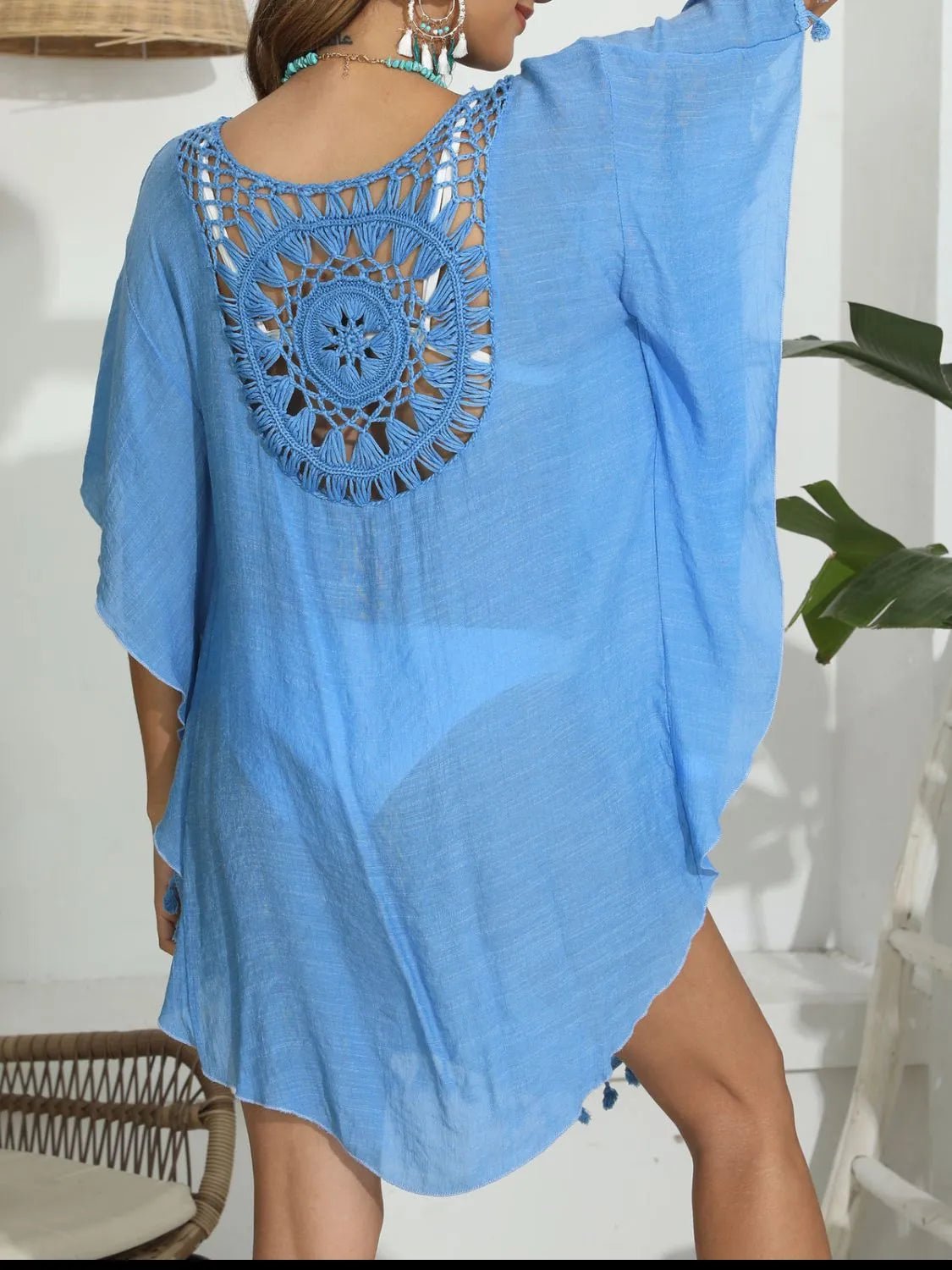 Tassel Crochet Round Neck Cover-Up - Lookzlike