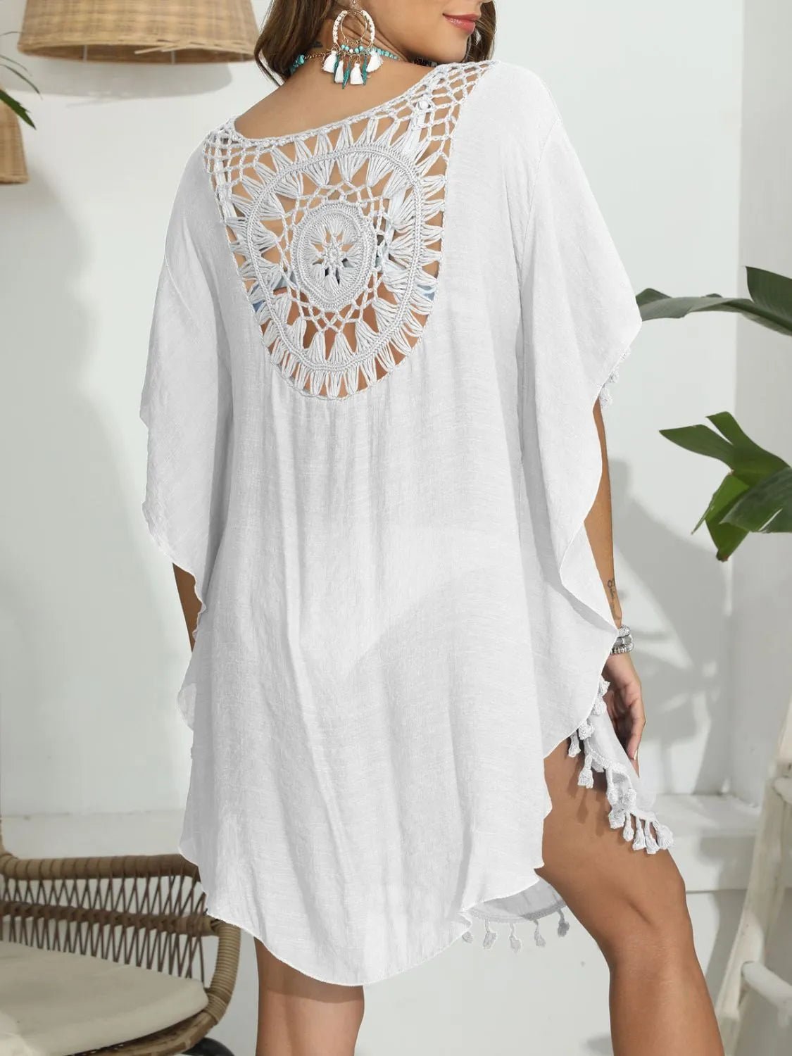 Tassel Crochet Round Neck Cover-Up - Lookzlike