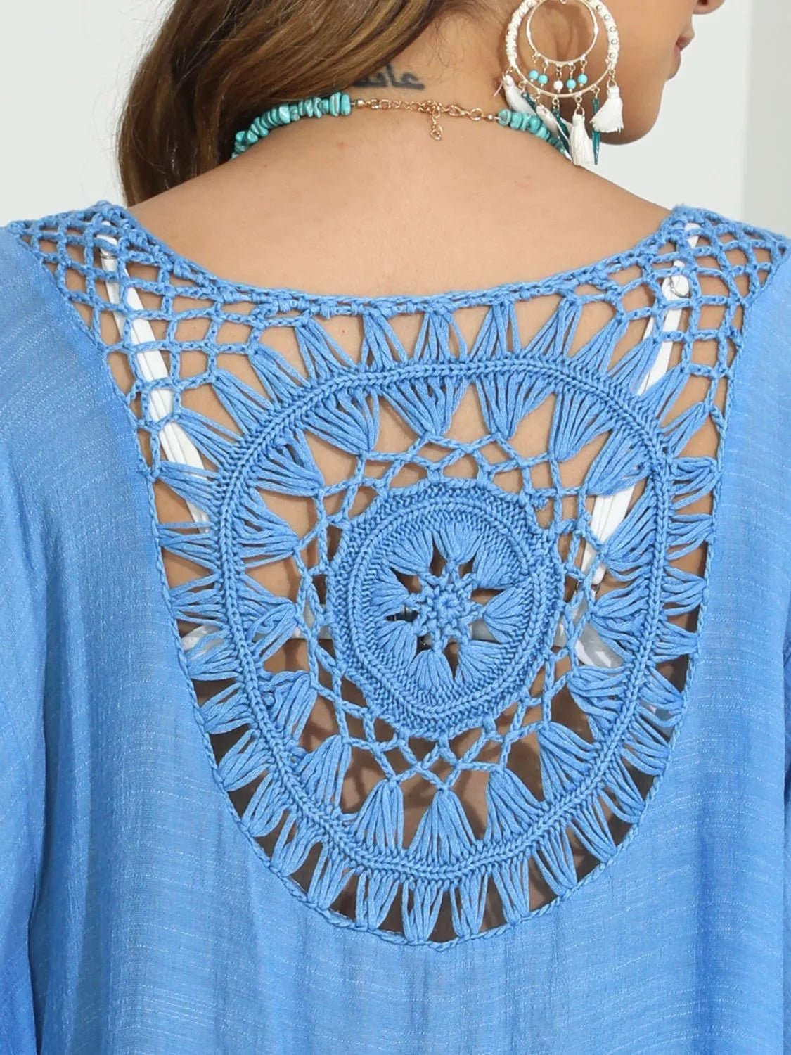 Tassel Crochet Round Neck Cover-Up - Lookzlike